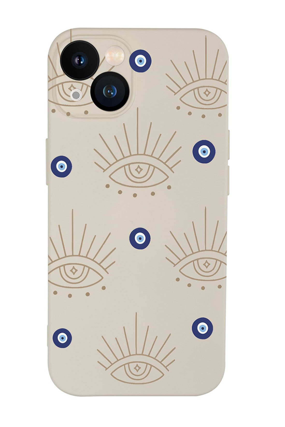 iPhone 13 Uyumlu Evil Eye Desenli Kamera Korumalı Premium Silikonlu Telefon Kılıfı