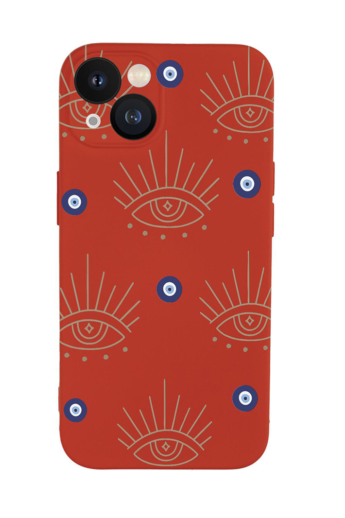 iPhone 13 Uyumlu Evil Eye Desenli Kamera Korumalı Premium Silikonlu Telefon Kılıfı