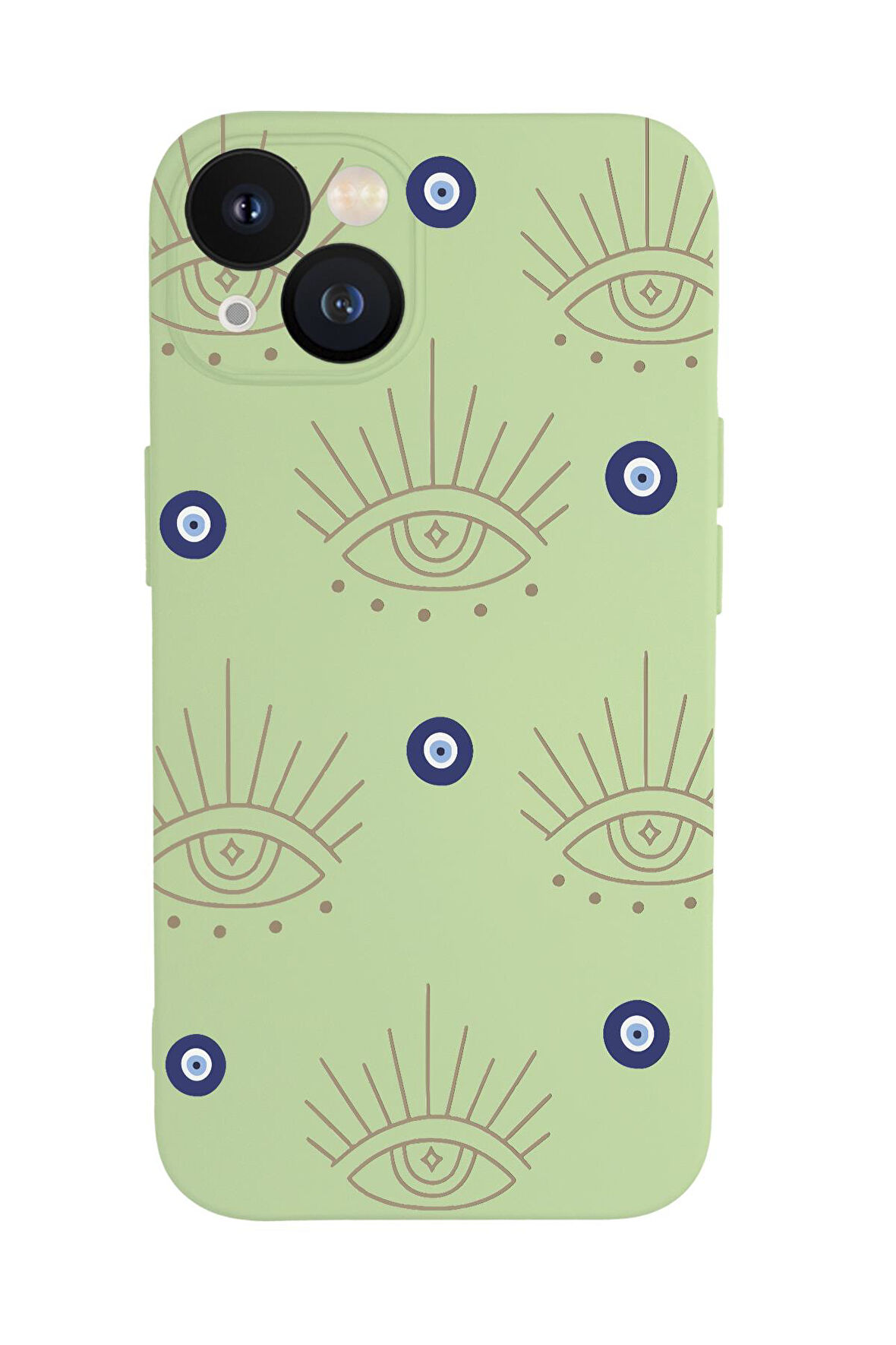 iPhone 13 Uyumlu Evil Eye Desenli Kamera Korumalı Premium Silikonlu Telefon Kılıfı