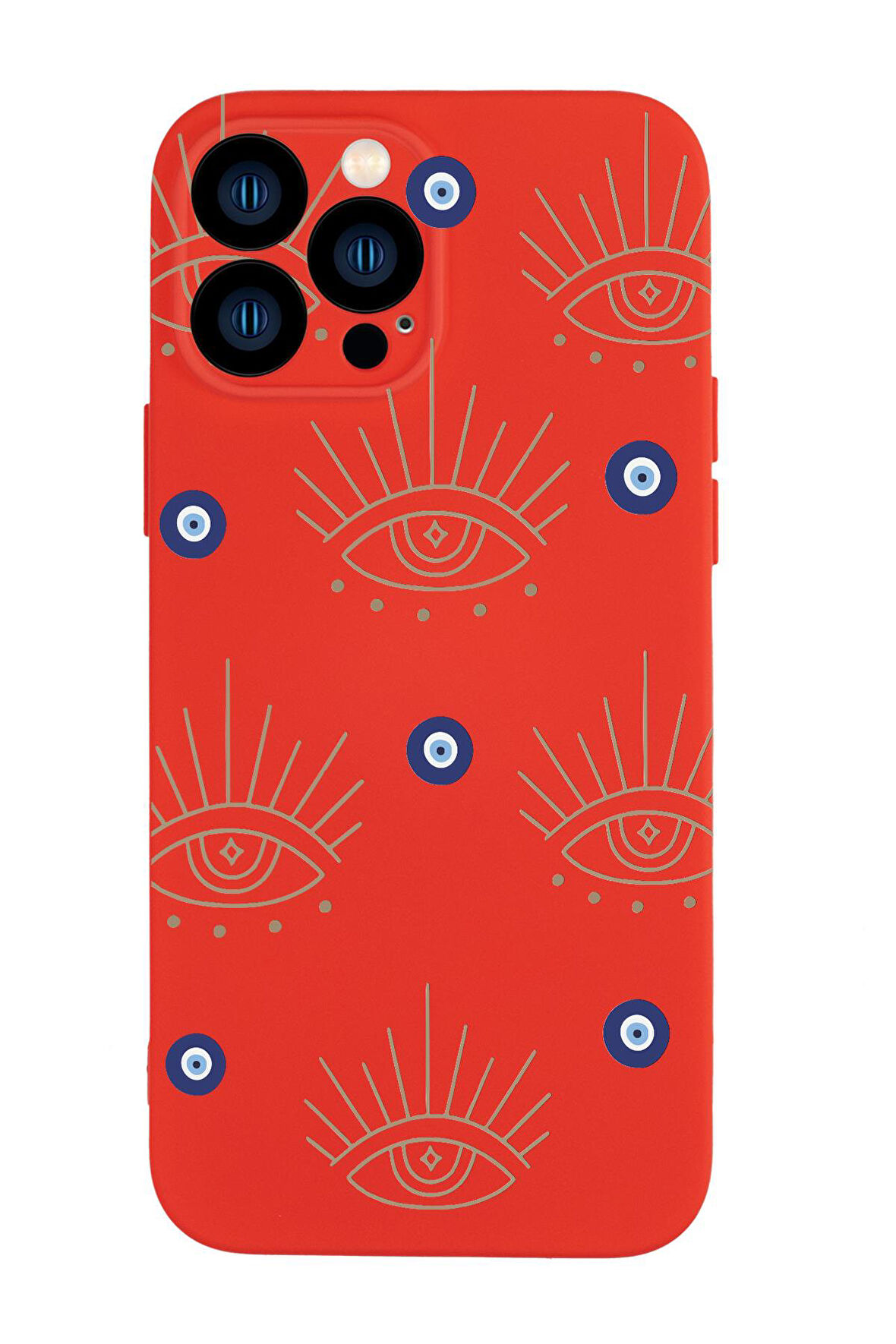 iPhone 13 Pro Max Uyumlu Evil Eye Desenli Kamera Korumalı Premium Silikonlu Telefon Kılıfı