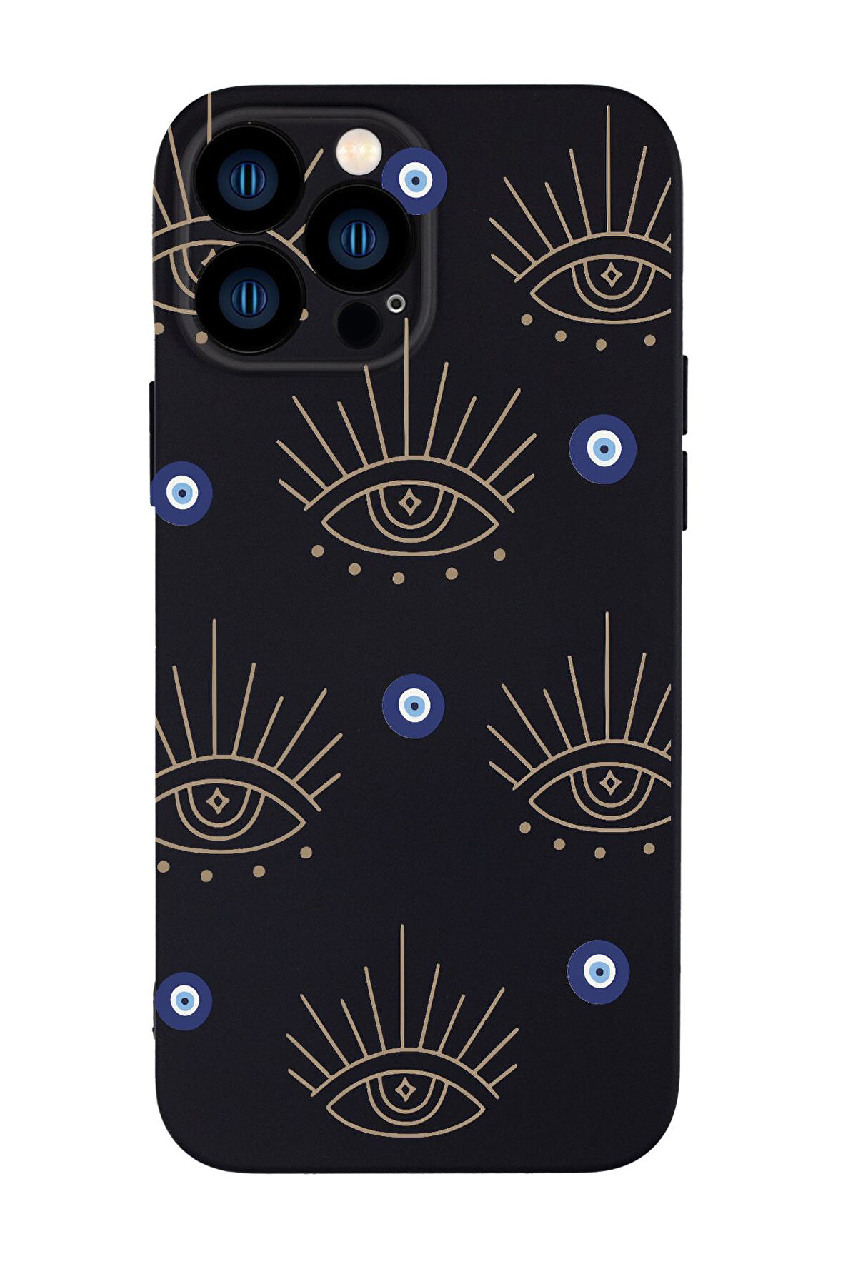 iPhone 13 Pro Max Uyumlu Evil Eye Desenli Kamera Korumalı Premium Silikonlu Telefon Kılıfı