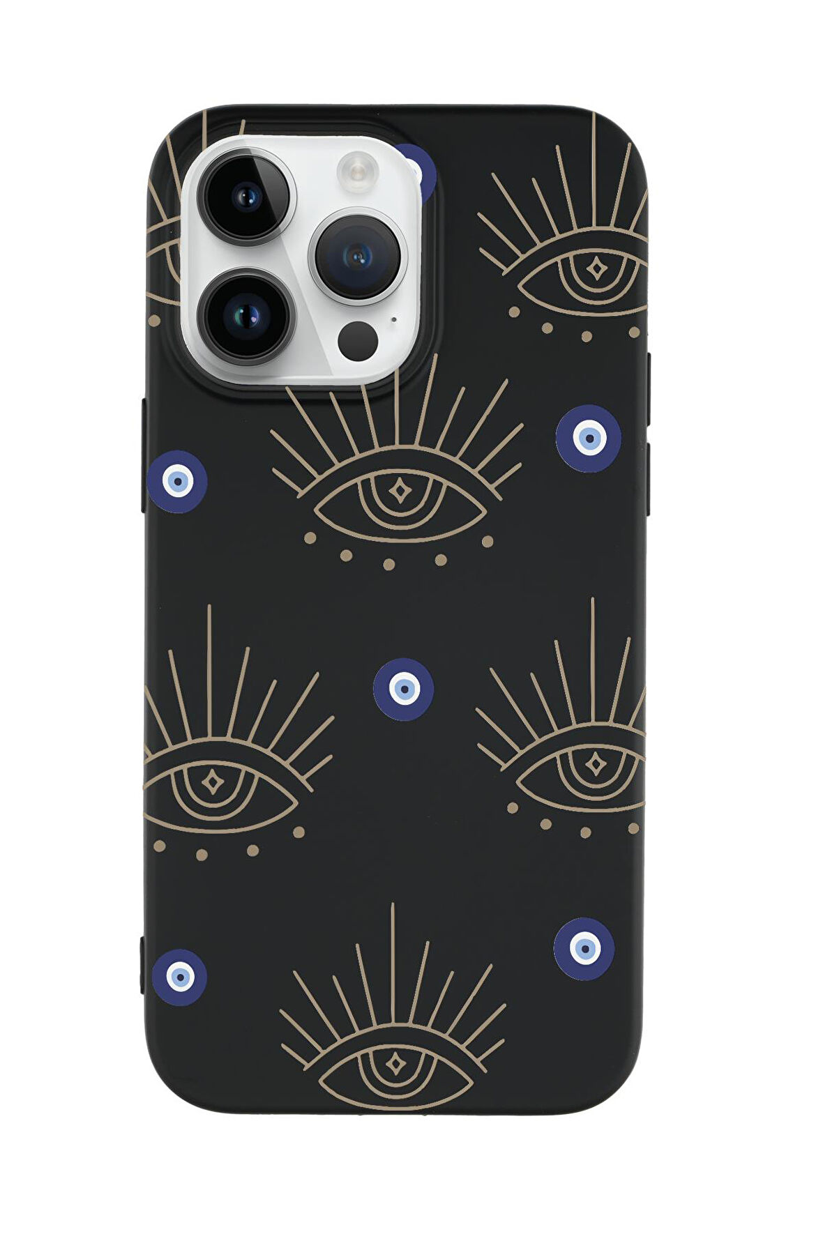 iPhone 14 Pro Uyumlu Evil Eye Desenli Premium Silikonlu Telefon Kılıfı