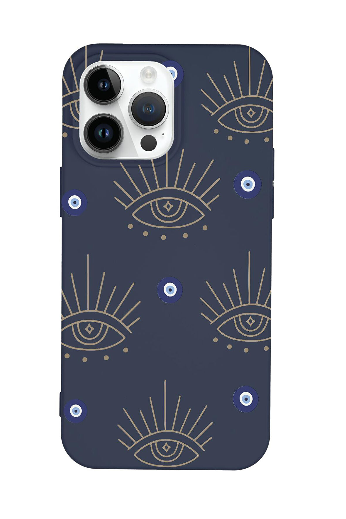 iPhone 15 Pro Uyumlu Evil Eye Desenli Premium Silikonlu Telefon Kılıfı