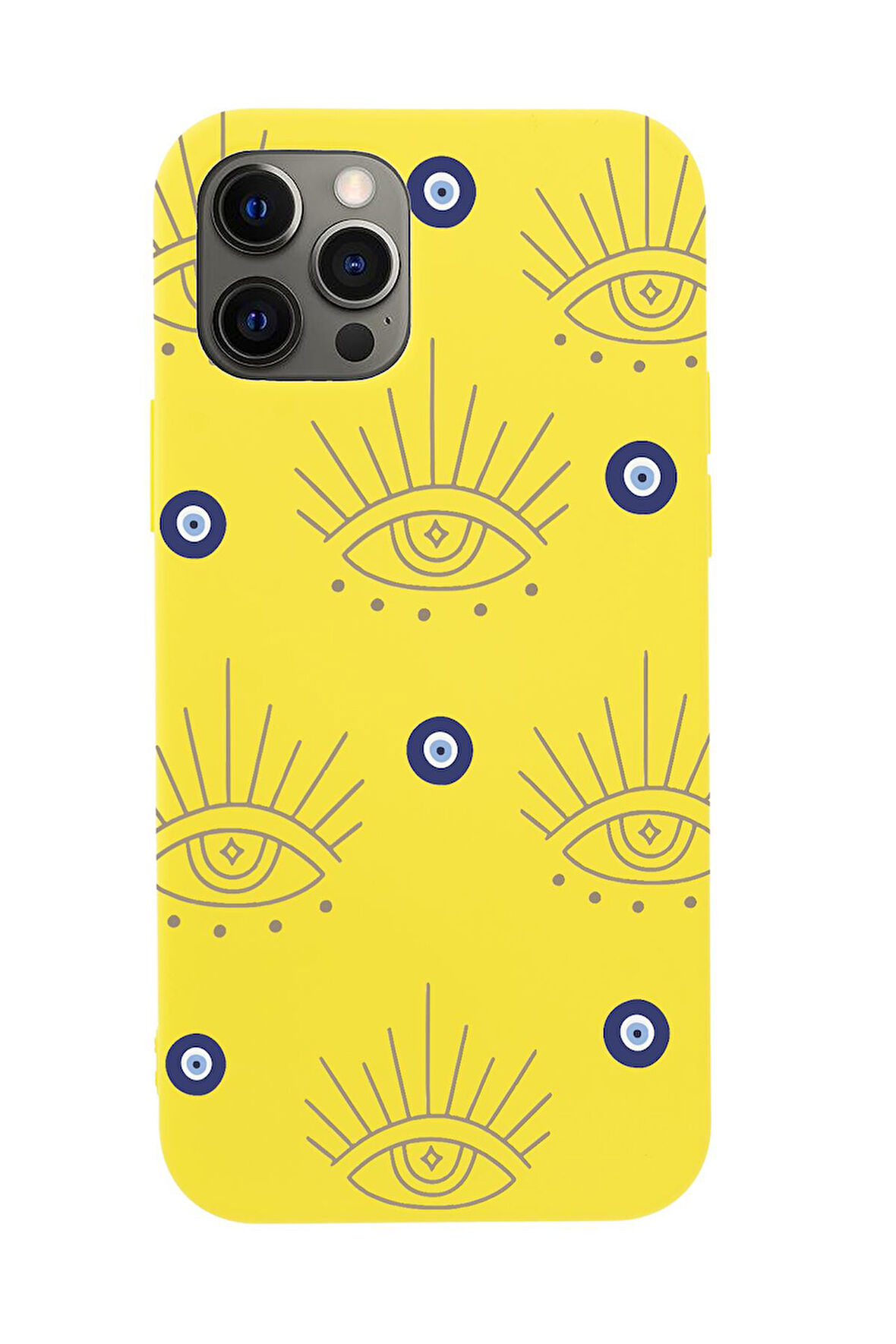iPhone 12 Pro Uyumlu Evil Eye Desenli Premium Silikonlu Telefon Kılıfı