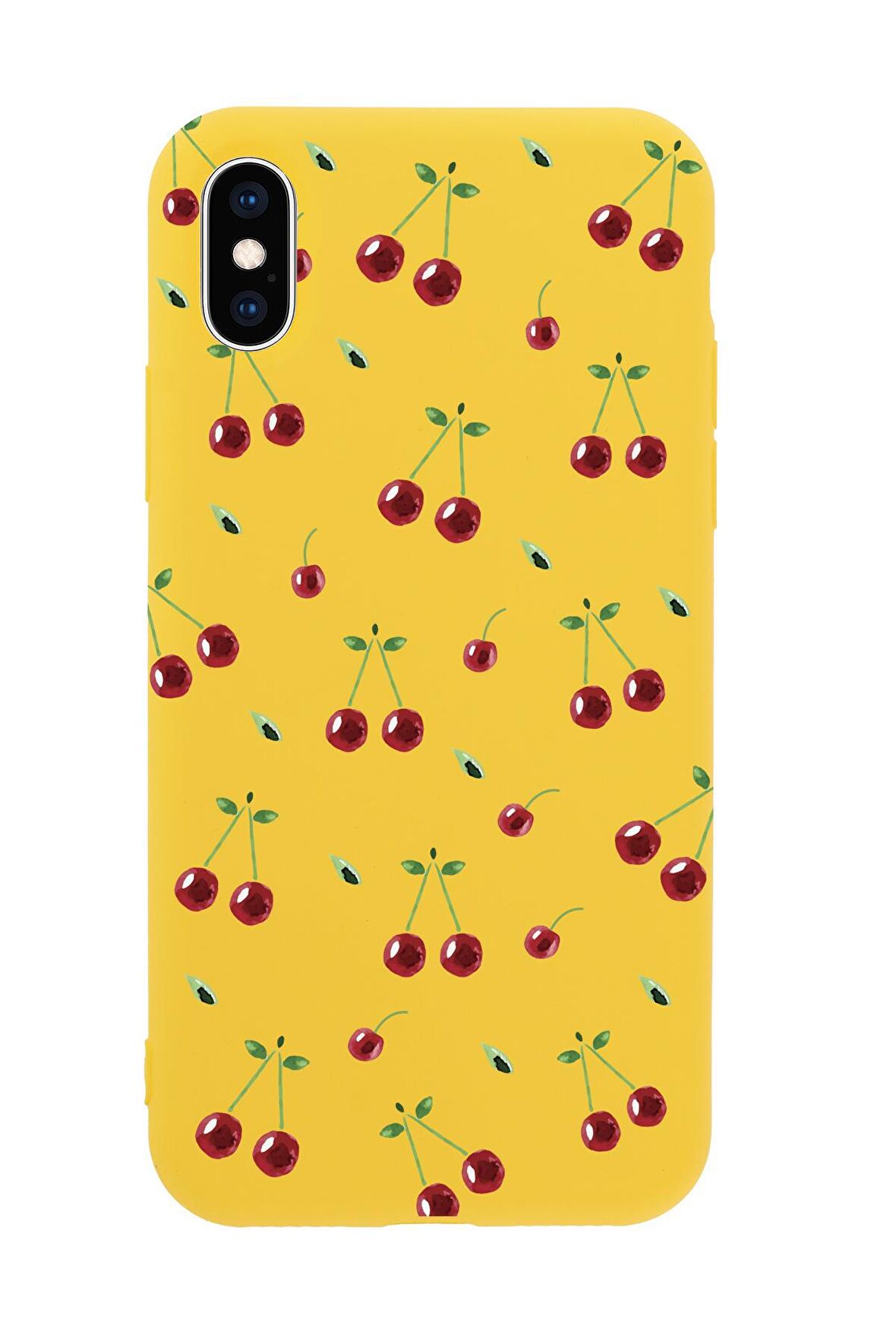 iPhone X Uyumlu Kiraz Desenli Premium Silikonlu Telefon Kılıfı
