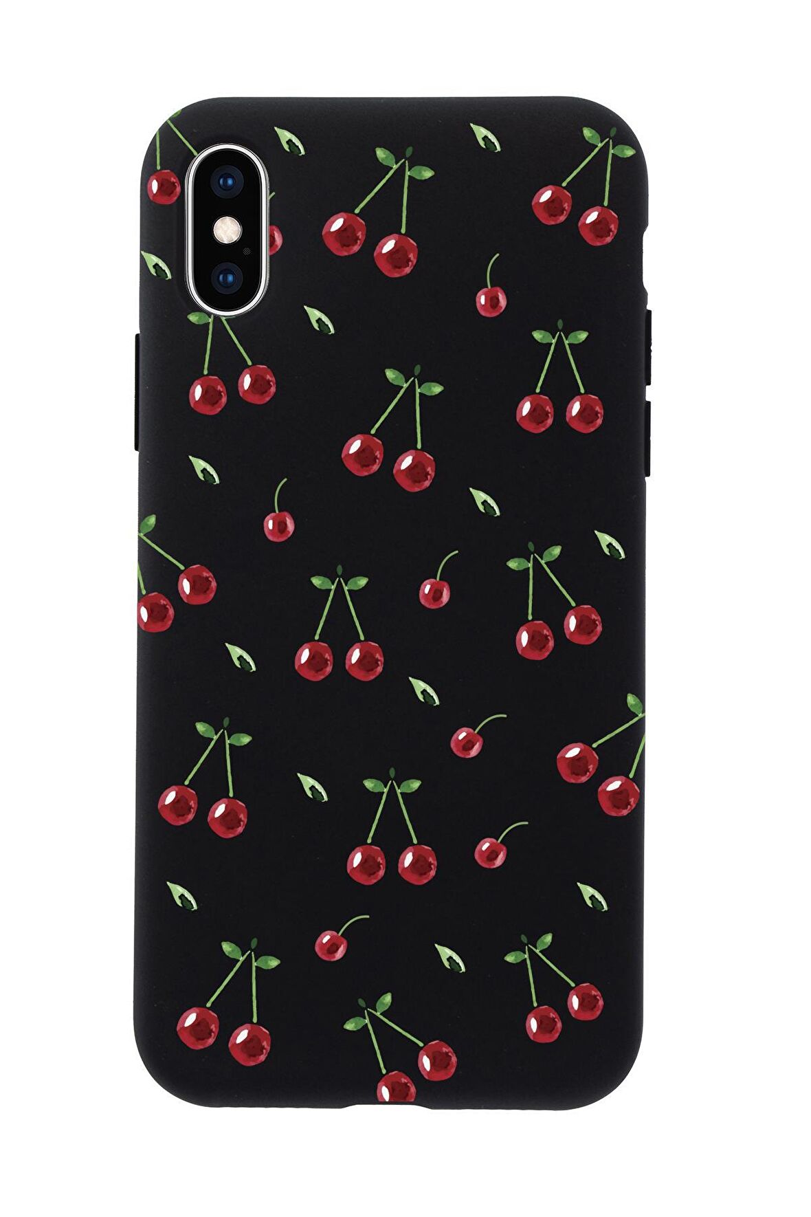 iPhone XS Uyumlu Kiraz Desenli Premium Silikonlu Telefon Kılıfı