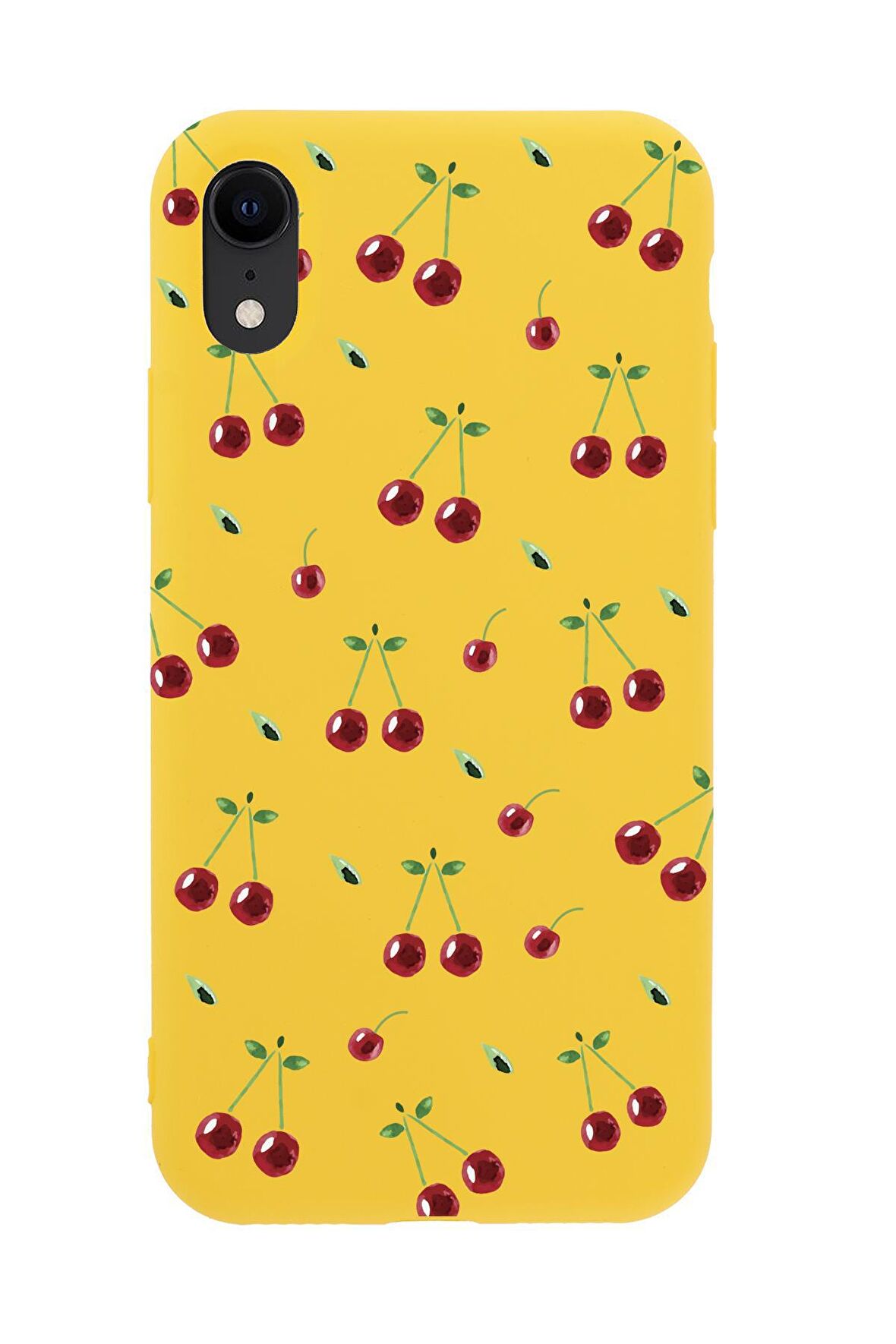 iPhone Xr Uyumlu Kiraz Desenli Premium Silikonlu Telefon Kılıfı