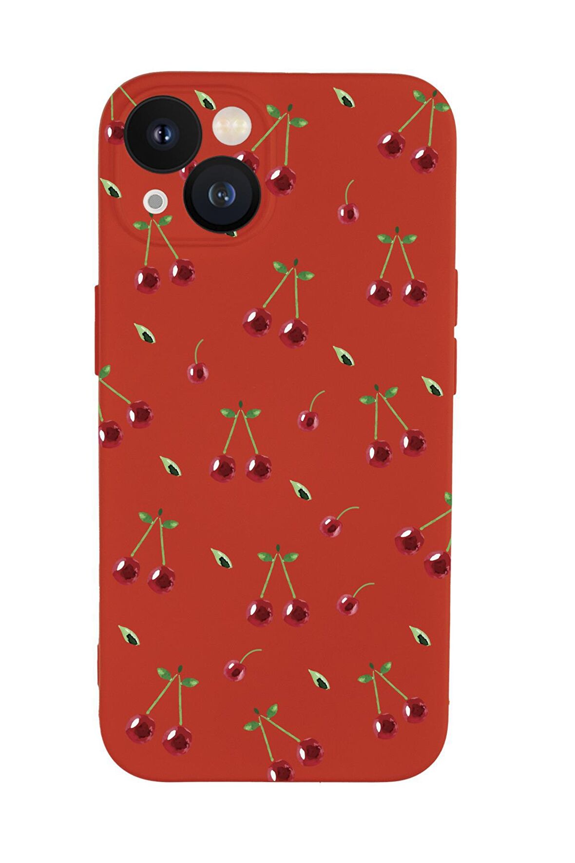 iPhone 13 Mini Uyumlu Kiraz Desenli Premium Silikonlu Telefon Kılıfı