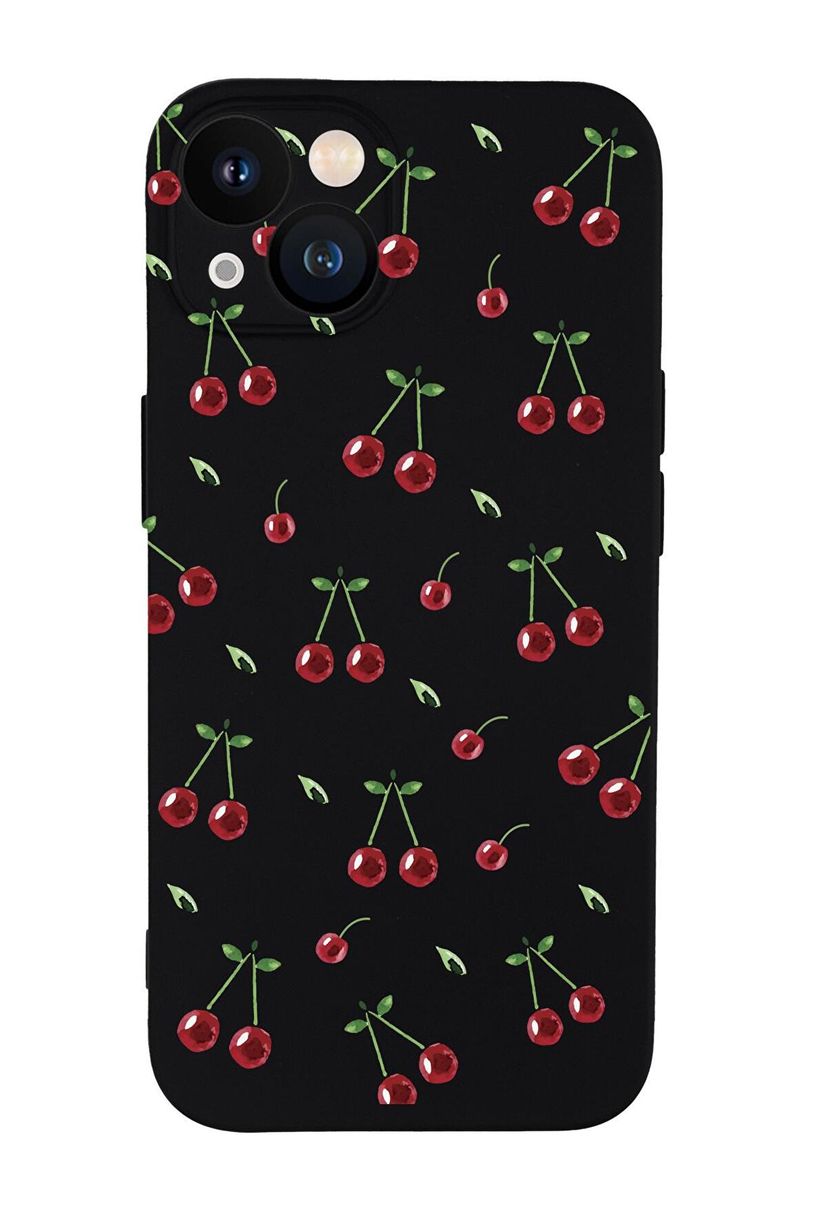 iPhone 13 Mini Uyumlu Kiraz Desenli Premium Silikonlu Telefon Kılıfı