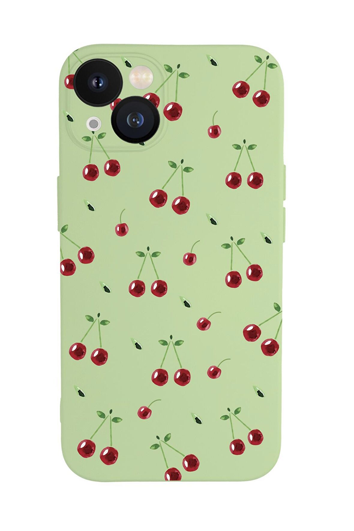 iPhone 13 Mini Uyumlu Kiraz Desenli Premium Silikonlu Telefon Kılıfı