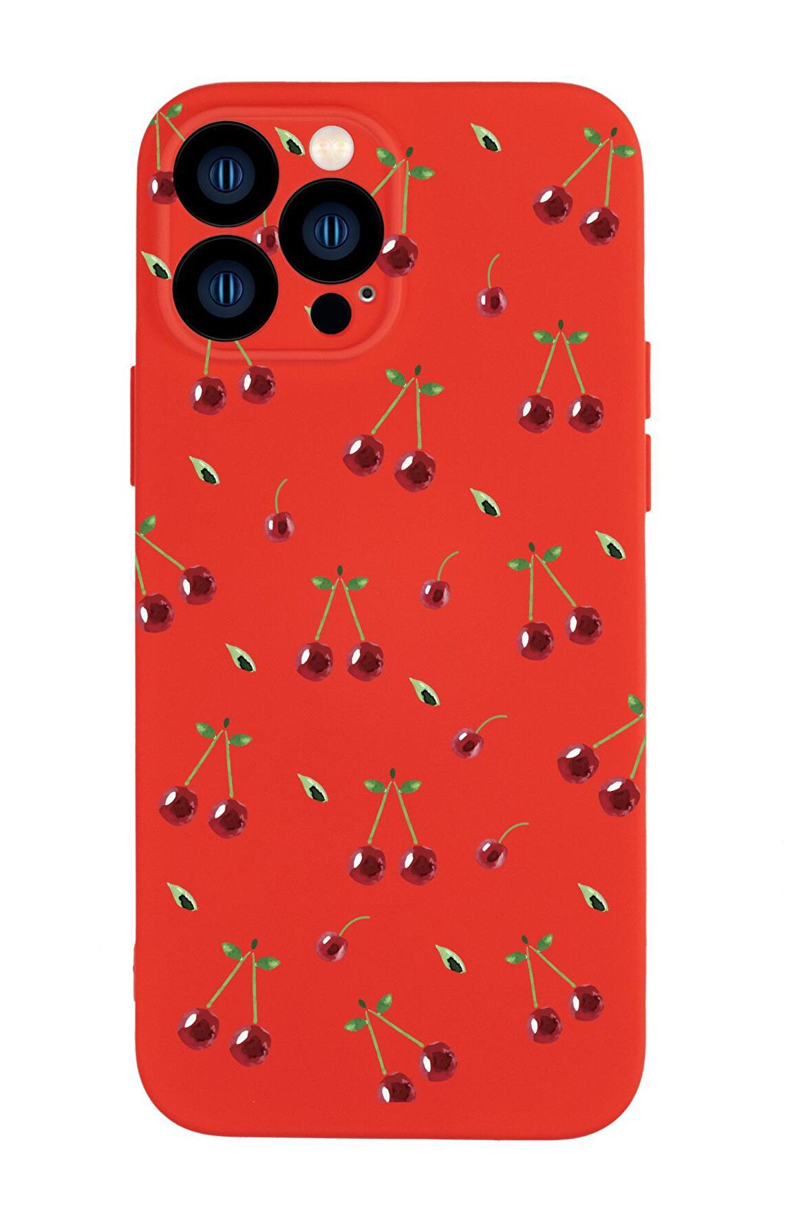 iPhone 13 Pro Uyumlu Kiraz Desenli Kamera Korumalı Premium Silikonlu Telefon Kılıfı