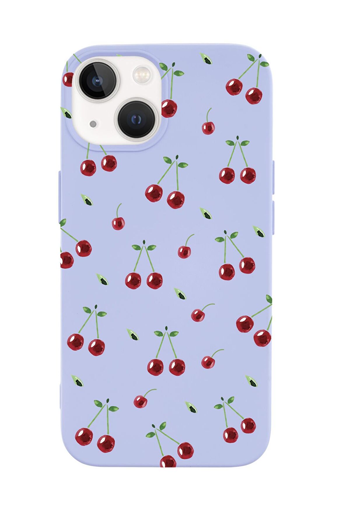 iPhone 14 Uyumlu Kiraz Desenli Premium Silikonlu Telefon Kılıfı
