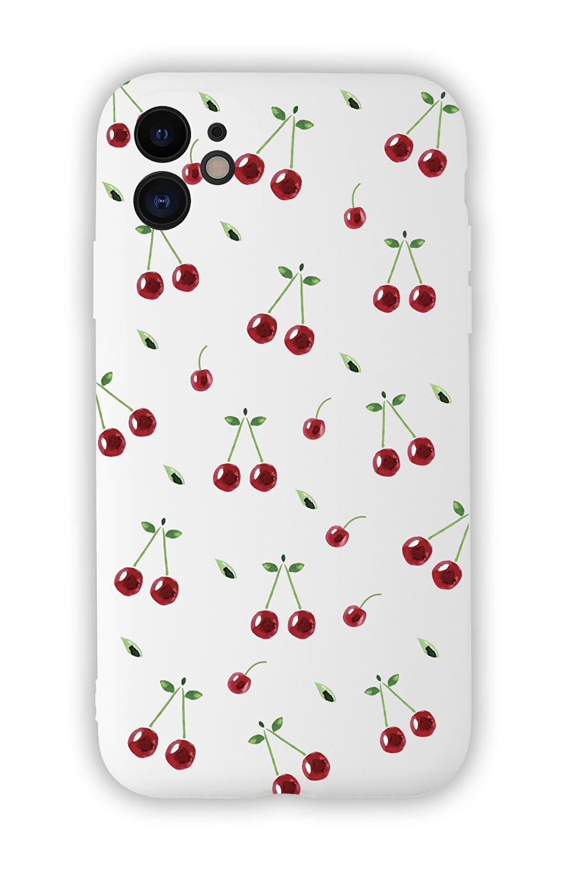 iPhone 11 Uyumlu Kiraz Desenli Kamera Korumalı Premium Silikonlu Telefon Kılıfı