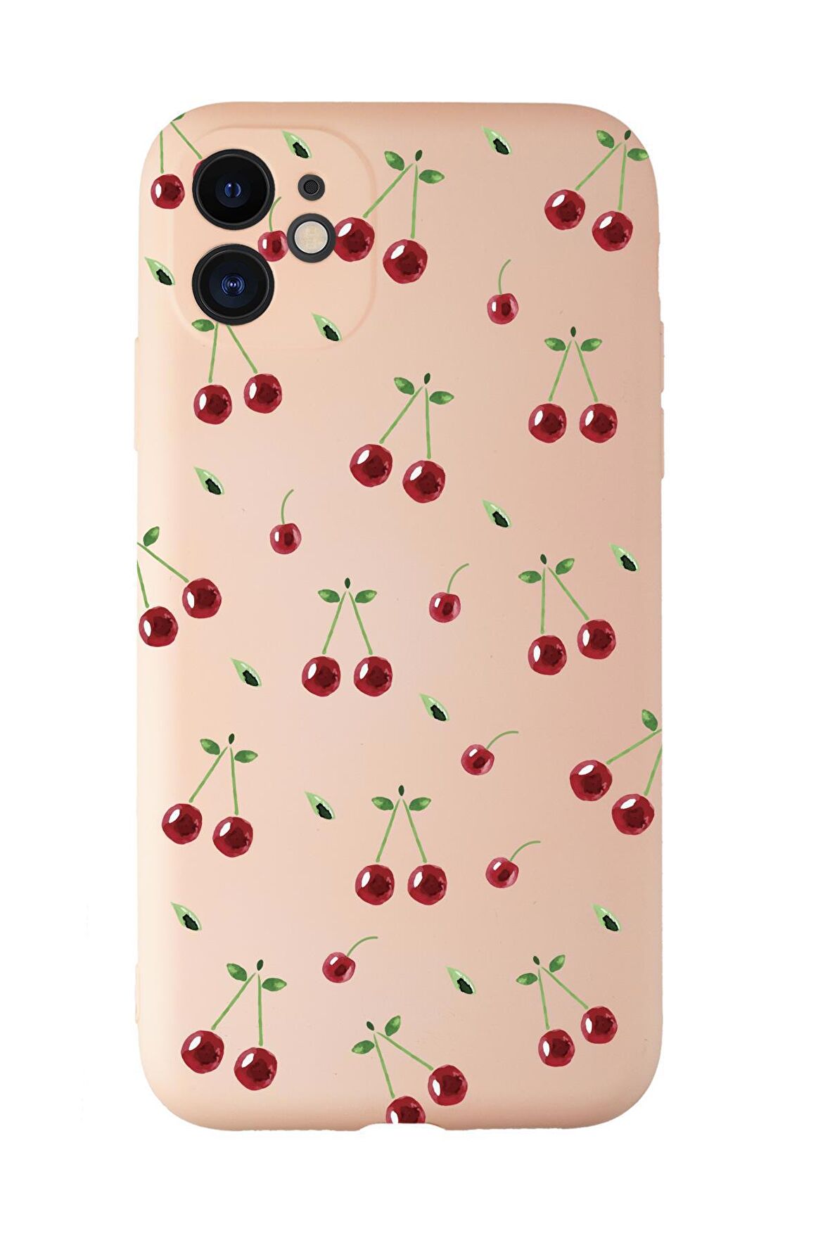 iPhone 11 Uyumlu Kiraz Desenli Kamera Korumalı Premium Silikonlu Telefon Kılıfı