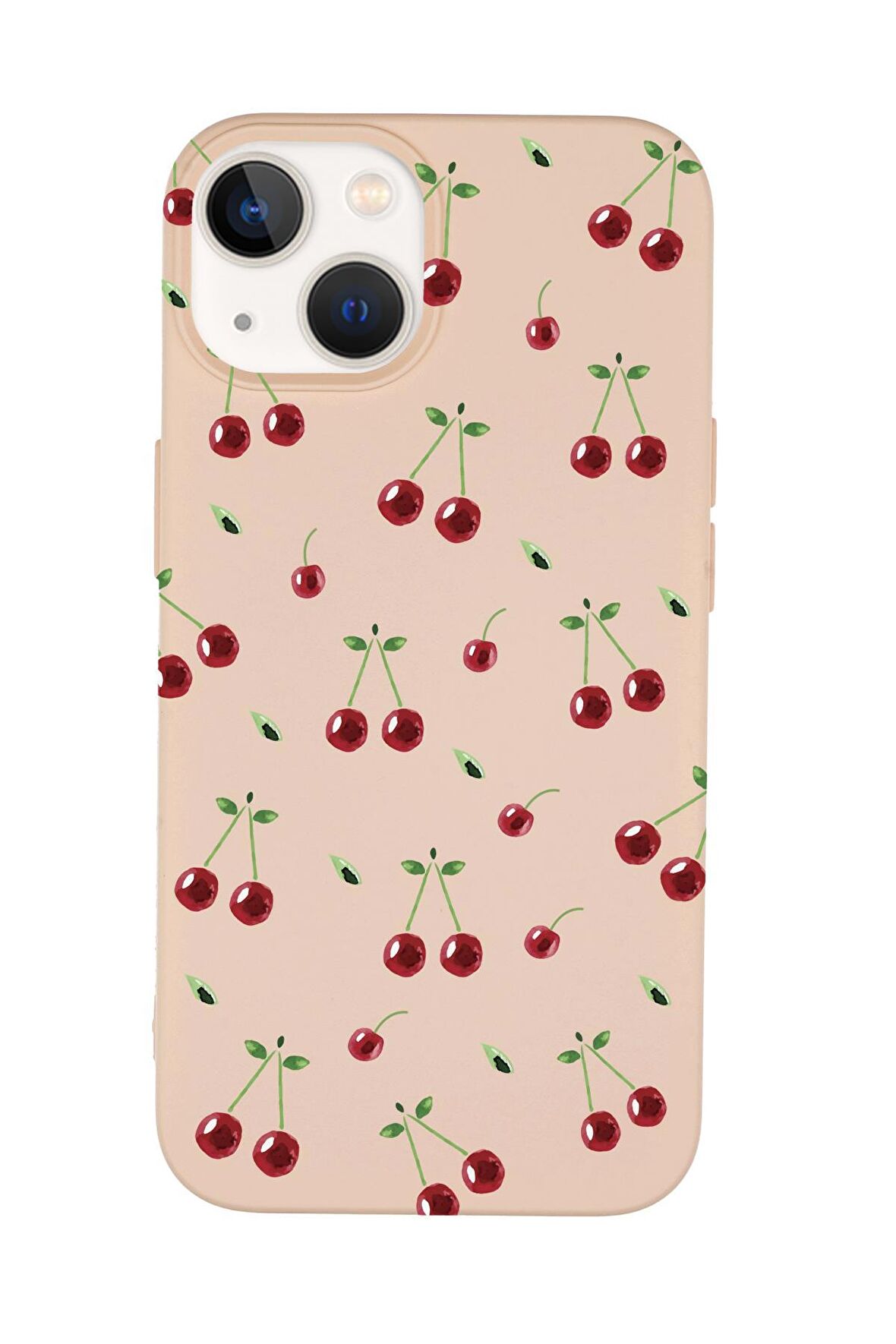 iPhone 15 Uyumlu Kiraz Desenli Premium Silikonlu Telefon Kılıfı