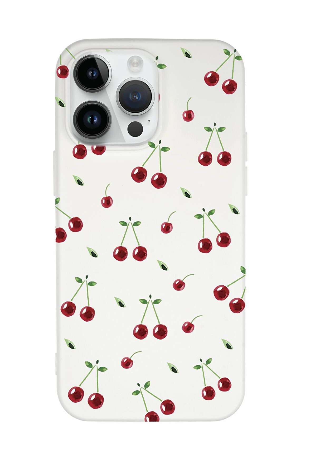 iPhone 15 Pro Max Uyumlu Kiraz Desenli Premium Silikonlu Telefon Kılıfı