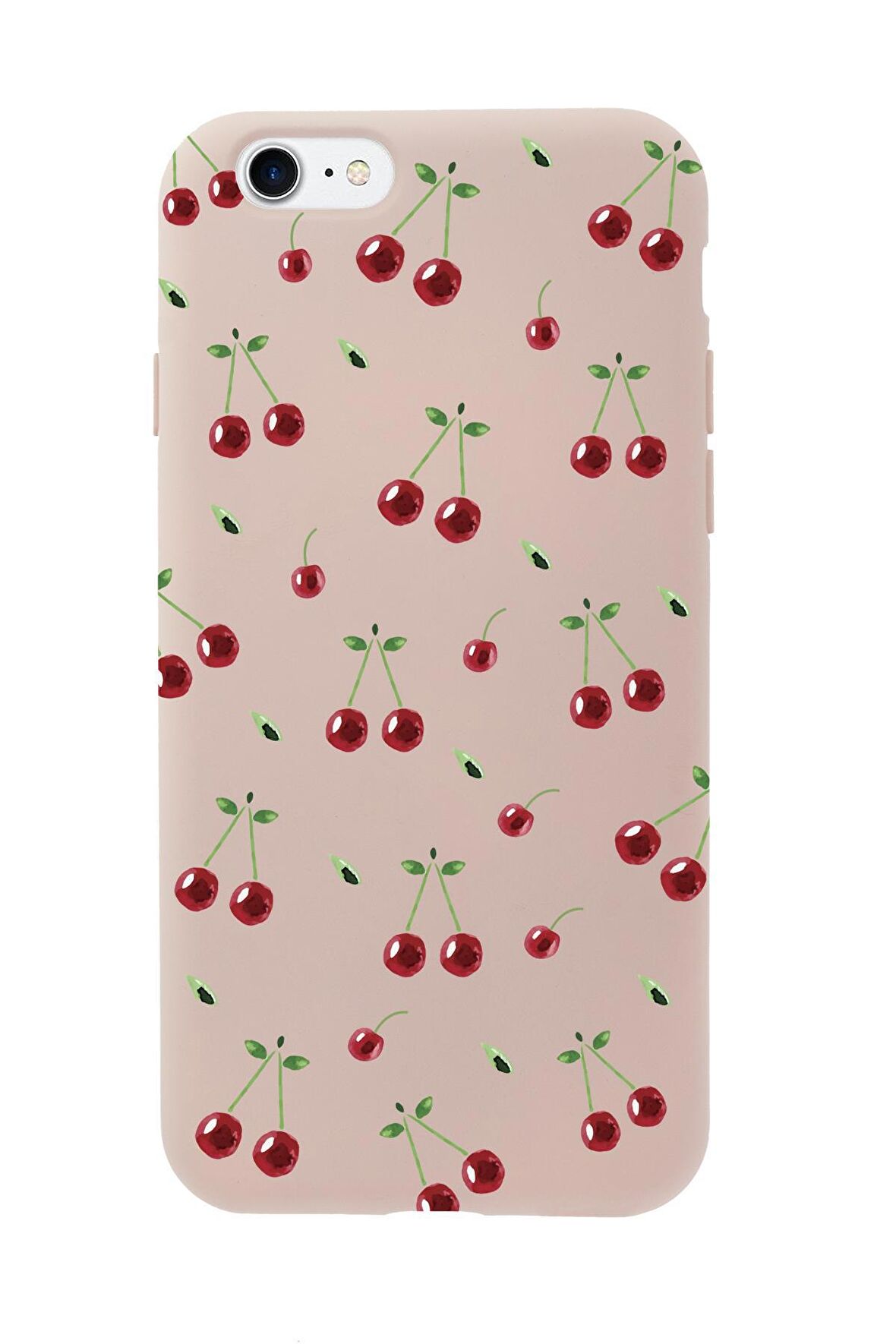 iPhone 8 Uyumlu Kiraz Desenli Premium Silikonlu Telefon Kılıfı
