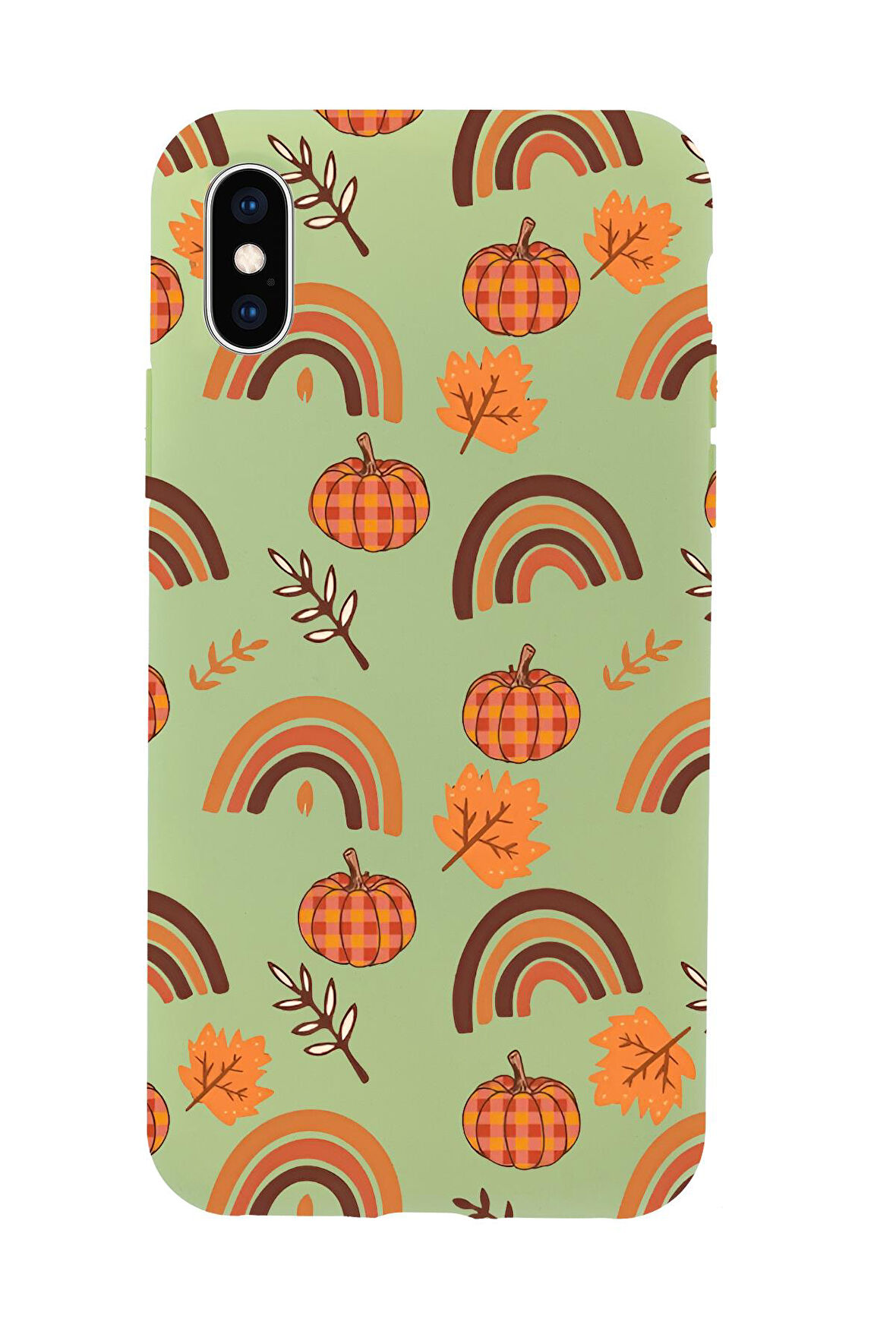 iPhone Xs Max Uyumlu Sonbahar Desenli Premium Silikonlu Telefon Kılıfı