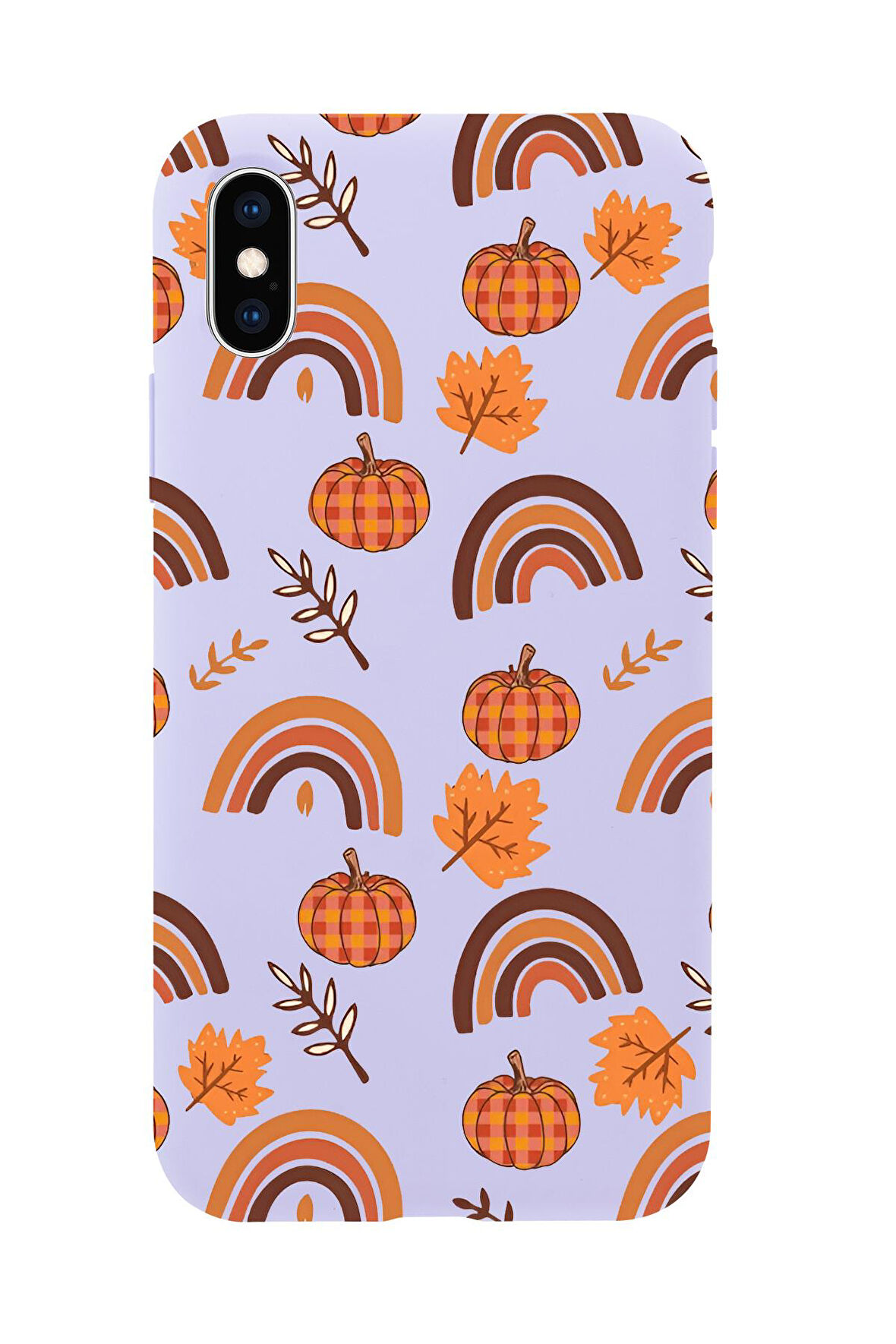 iPhone XS Uyumlu Sonbahar Desenli Premium Silikonlu Telefon Kılıfı