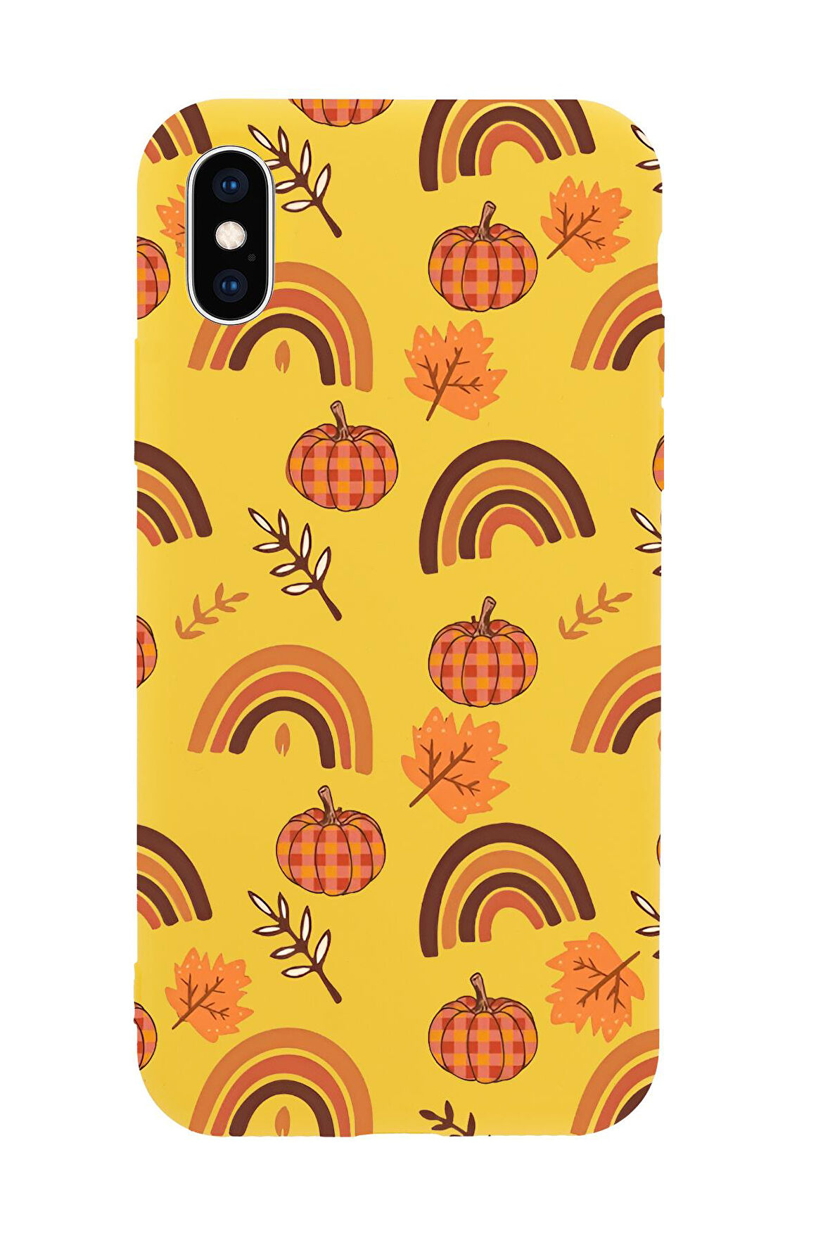iPhone XS Uyumlu Sonbahar Desenli Premium Silikonlu Telefon Kılıfı