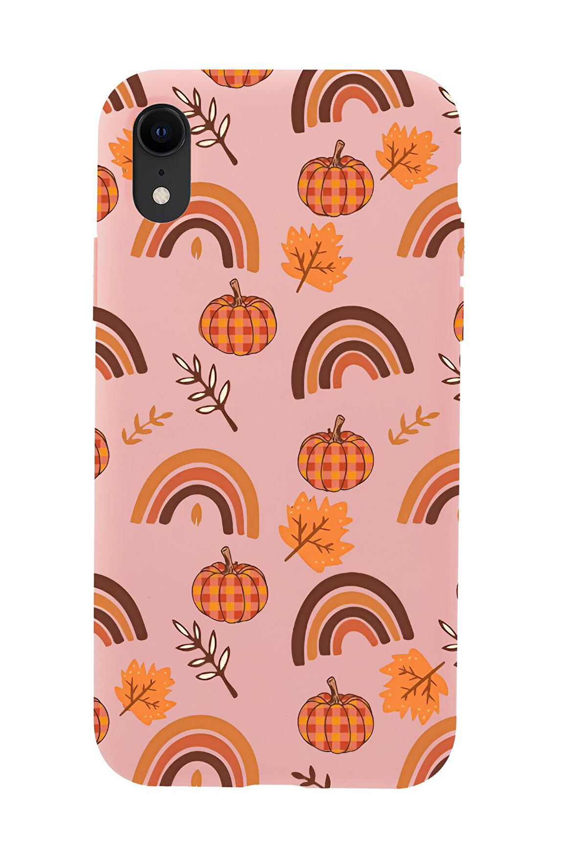 iPhone Xr Uyumlu Sonbahar Desenli Premium Silikonlu Telefon Kılıfı