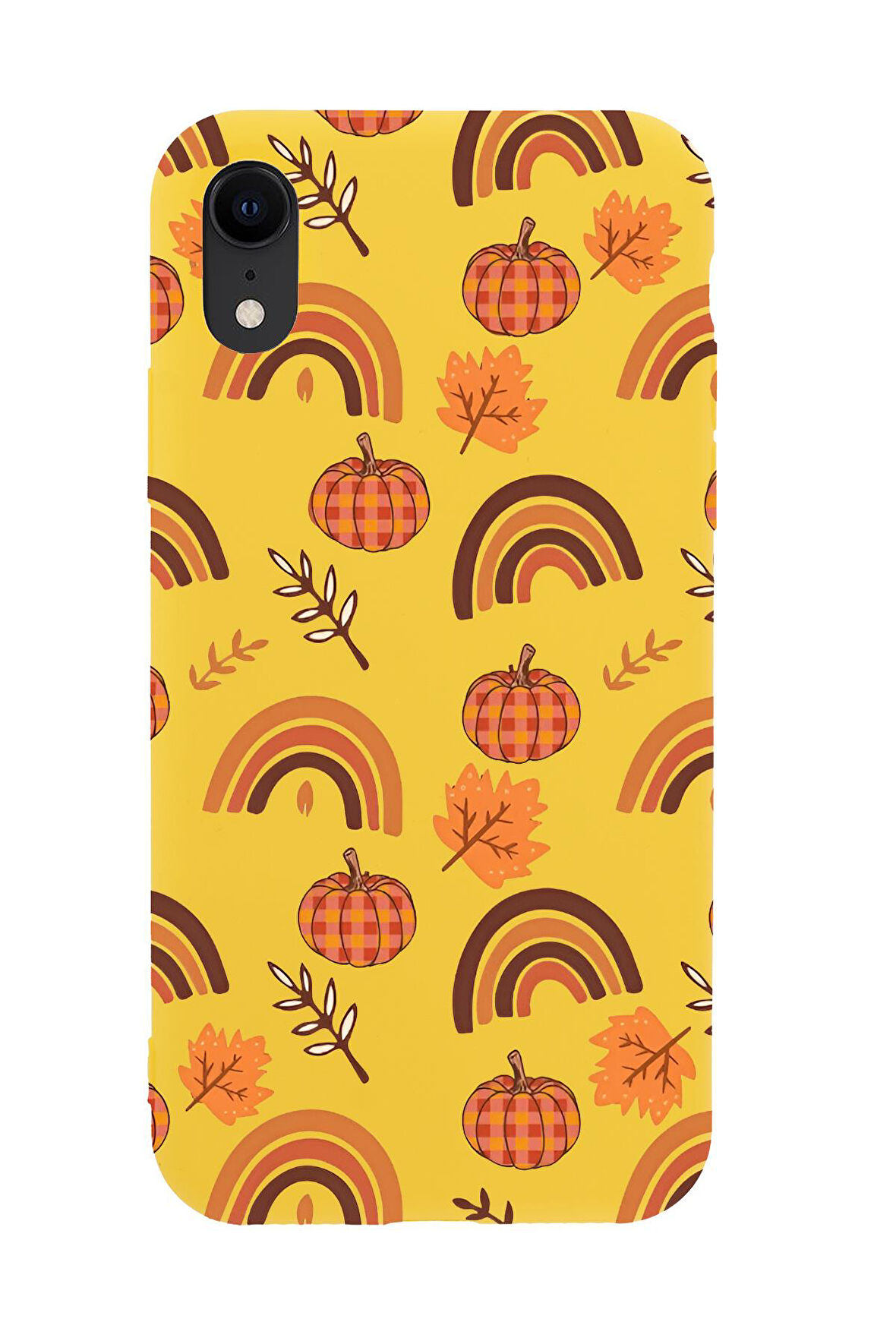 iPhone Xr Uyumlu Sonbahar Desenli Premium Silikonlu Telefon Kılıfı