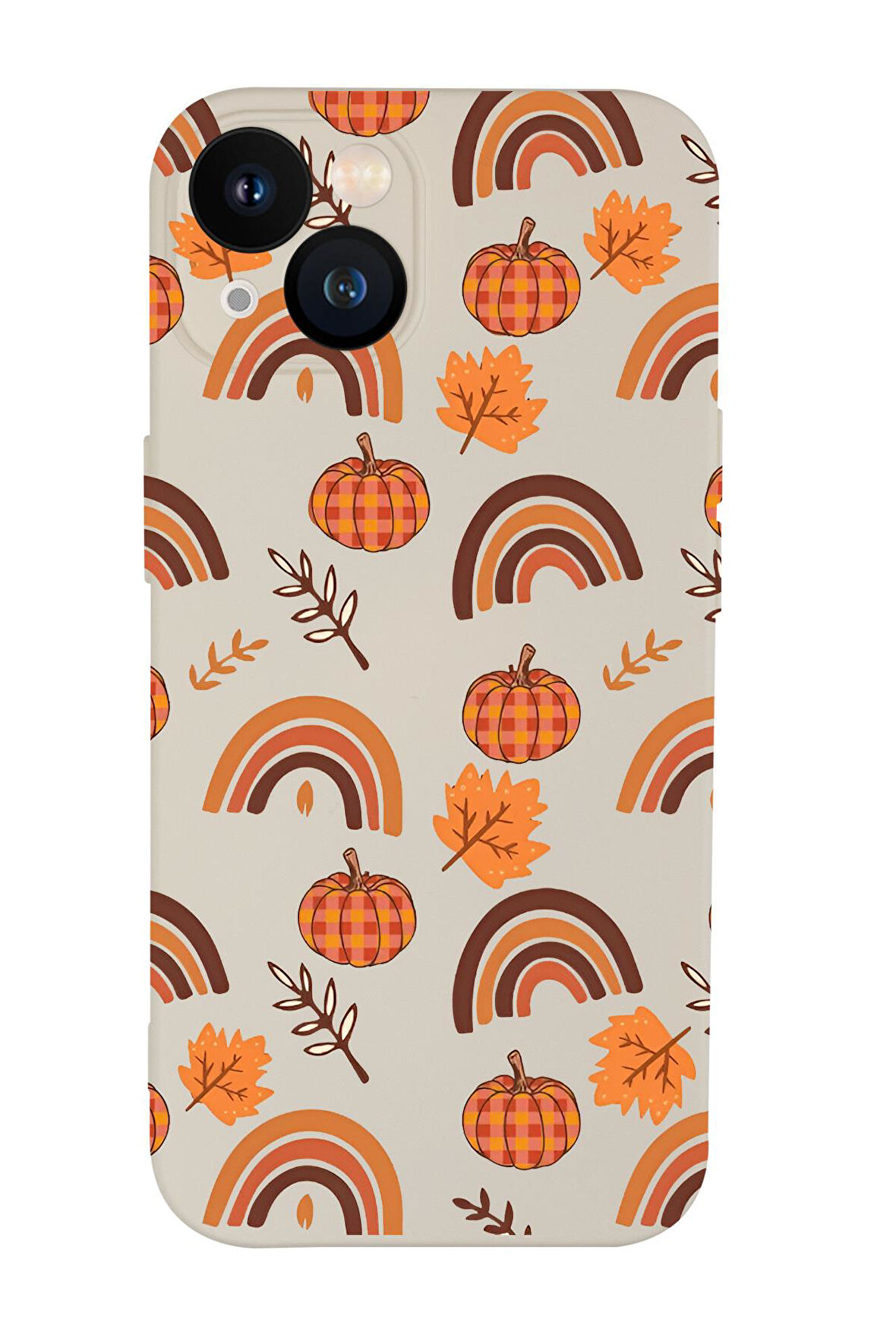 iPhone 13 Mini Uyumlu Sonbahar Desenli Premium Silikonlu Telefon Kılıfı