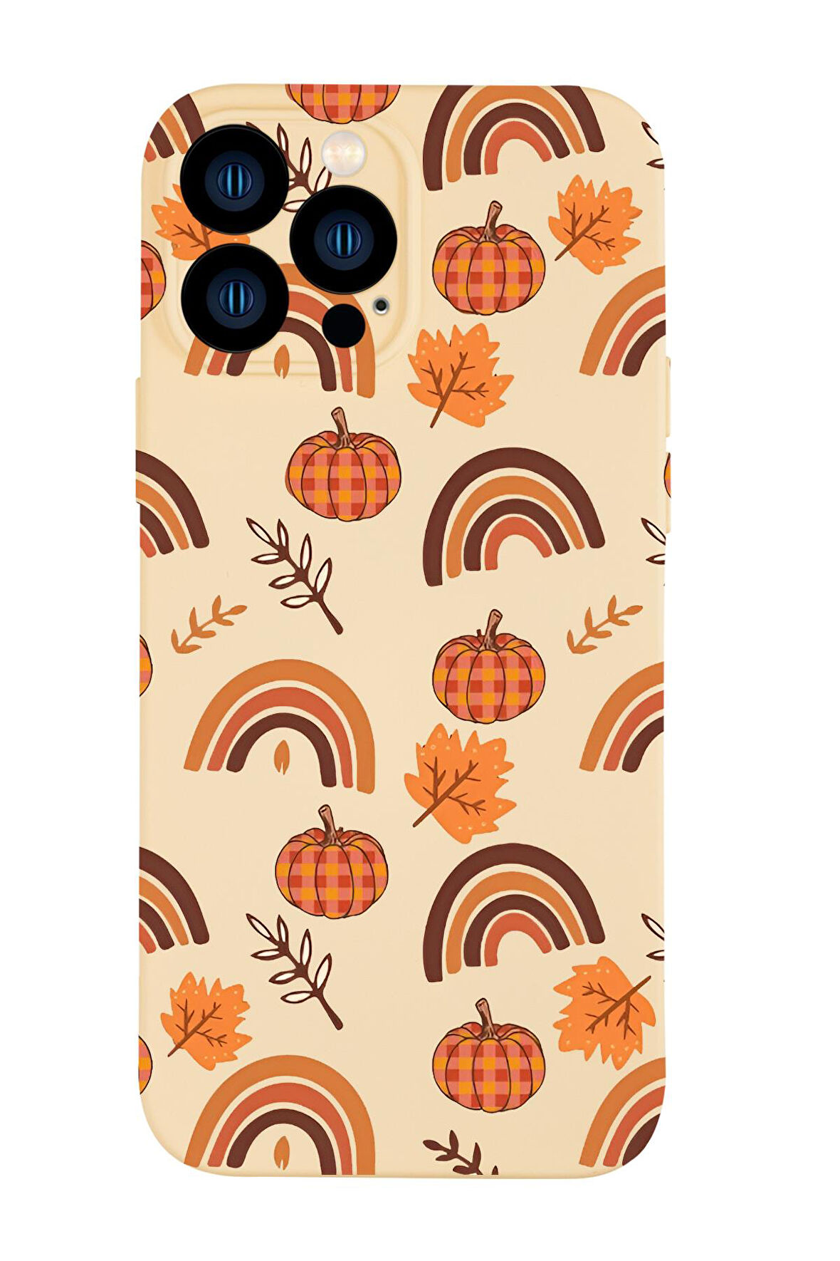 iPhone 13 Pro Max Uyumlu Sonbahar Desenli Kamera Korumalı Premium Silikonlu Telefon Kılıfı