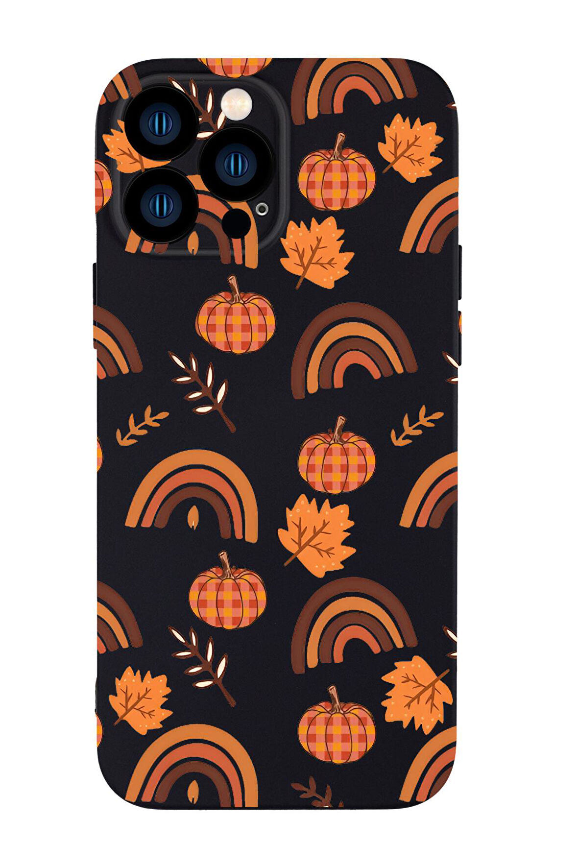 iPhone 13 Pro Max Uyumlu Sonbahar Desenli Kamera Korumalı Premium Silikonlu Telefon Kılıfı