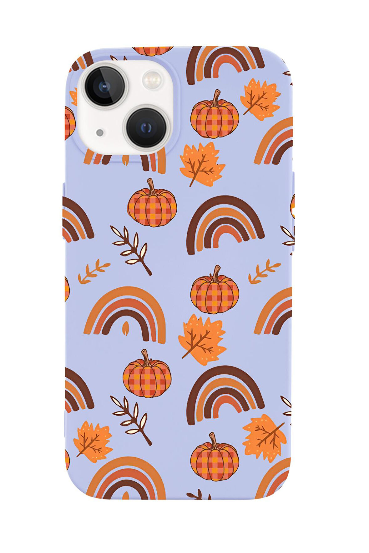 iPhone 14 Uyumlu Sonbahar Desenli Premium Silikonlu Telefon Kılıfı