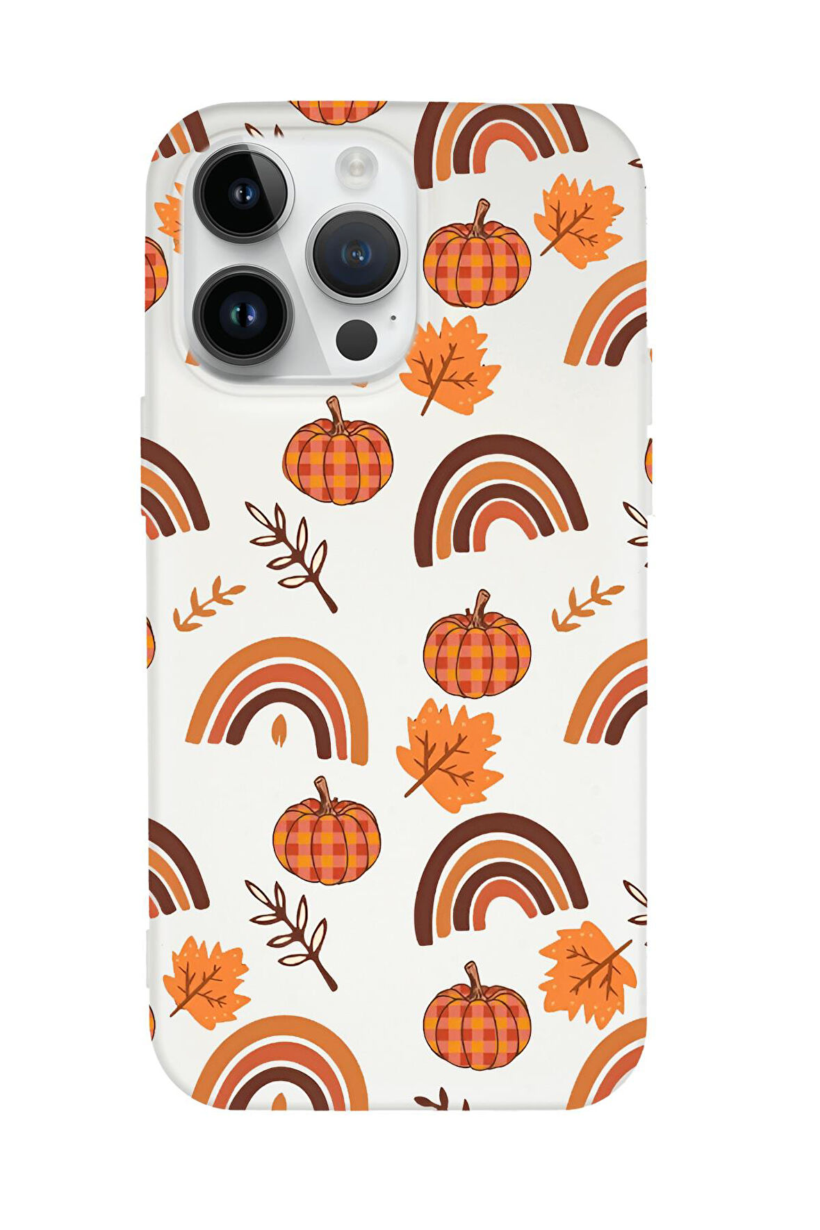 iPhone 14 Pro Uyumlu Sonbahar Desenli Premium Silikonlu Telefon Kılıfı