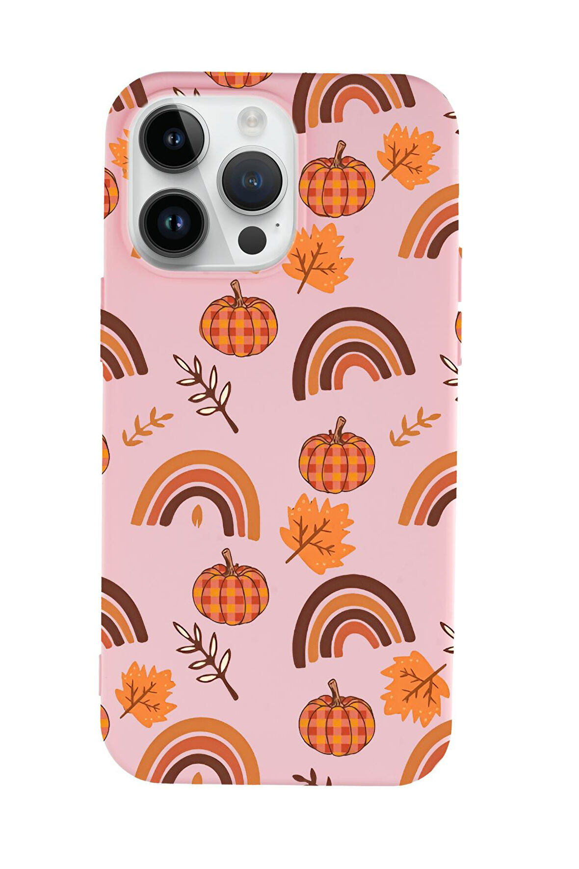 iPhone 14 Pro Max Uyumlu Sonbahar Desenli Premium Silikonlu Telefon Kılıfı