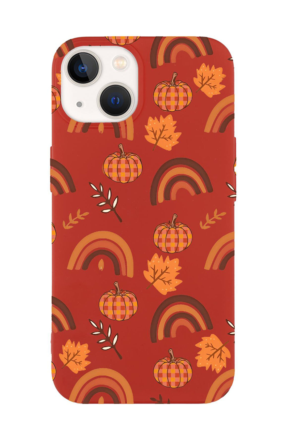 iPhone 15 Uyumlu Sonbahar Desenli Premium Silikonlu Telefon Kılıfı