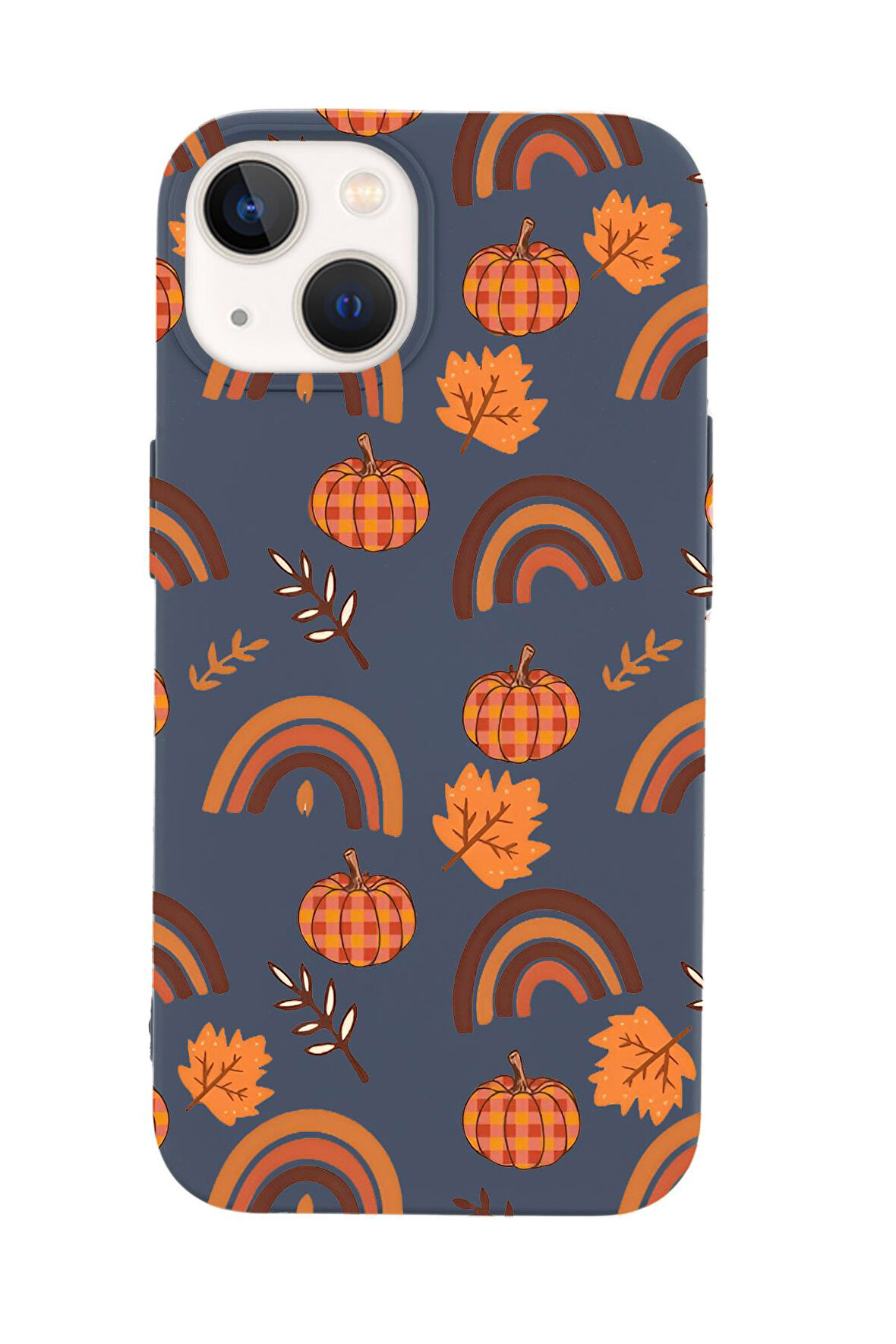 iPhone 15 Plus Uyumlu Sonbahar Desenli Premium Silikonlu Telefon Kılıfı