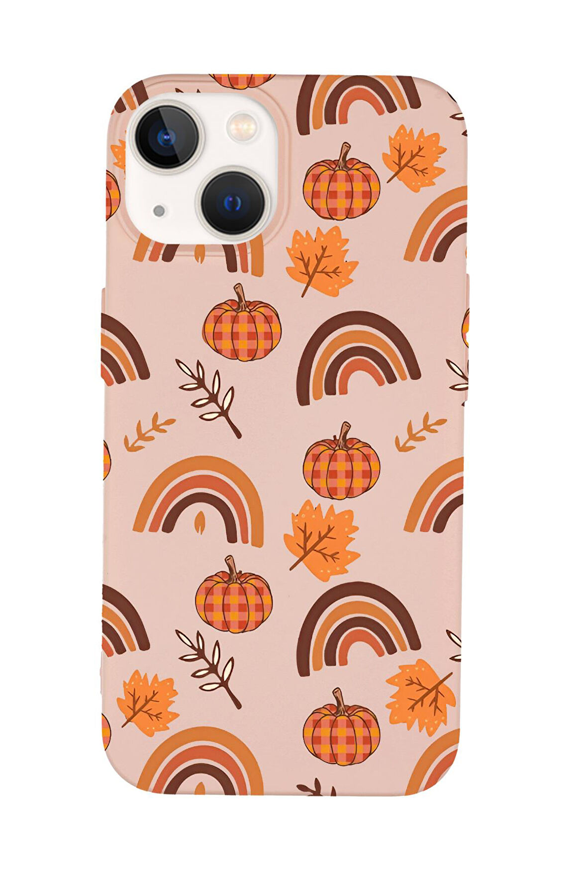 iPhone 15 Plus Uyumlu Sonbahar Desenli Premium Silikonlu Telefon Kılıfı