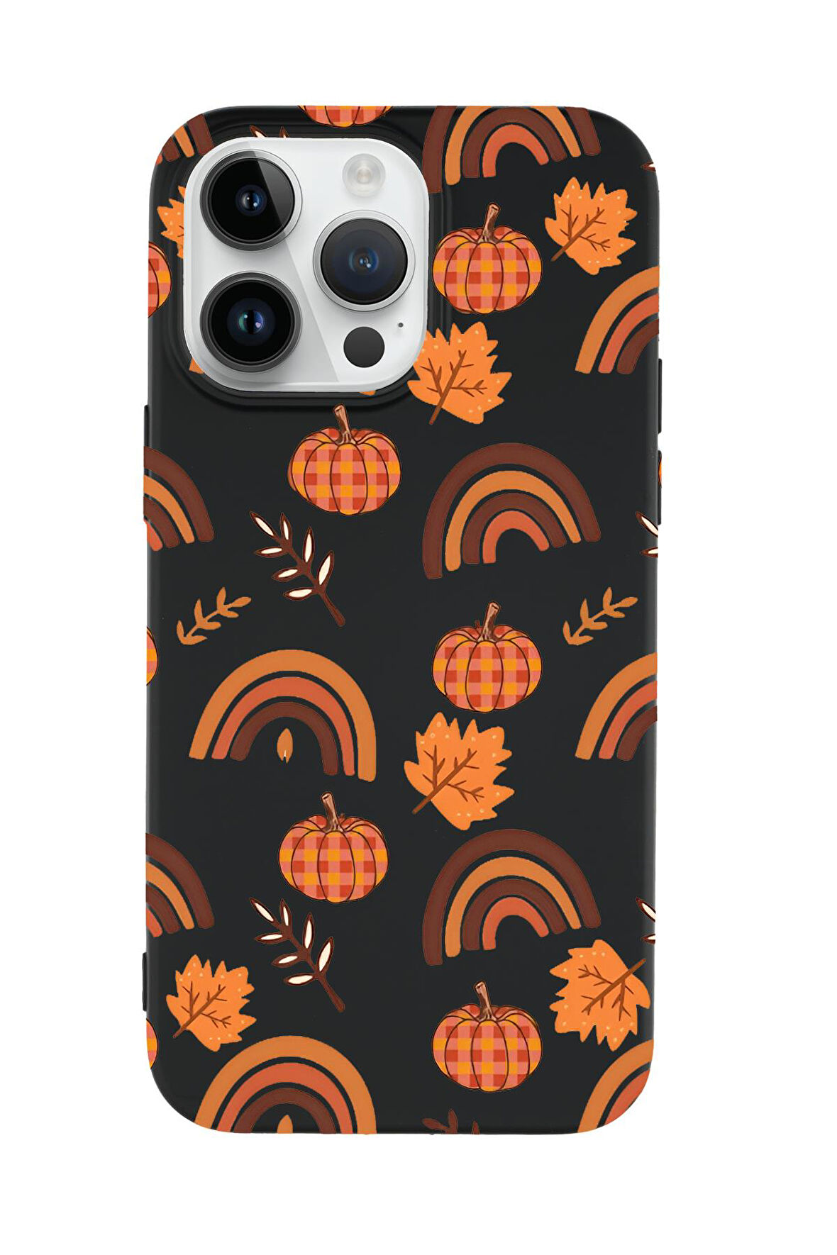 iPhone 15 Pro Max Uyumlu Sonbahar Desenli Premium Silikonlu Telefon Kılıfı