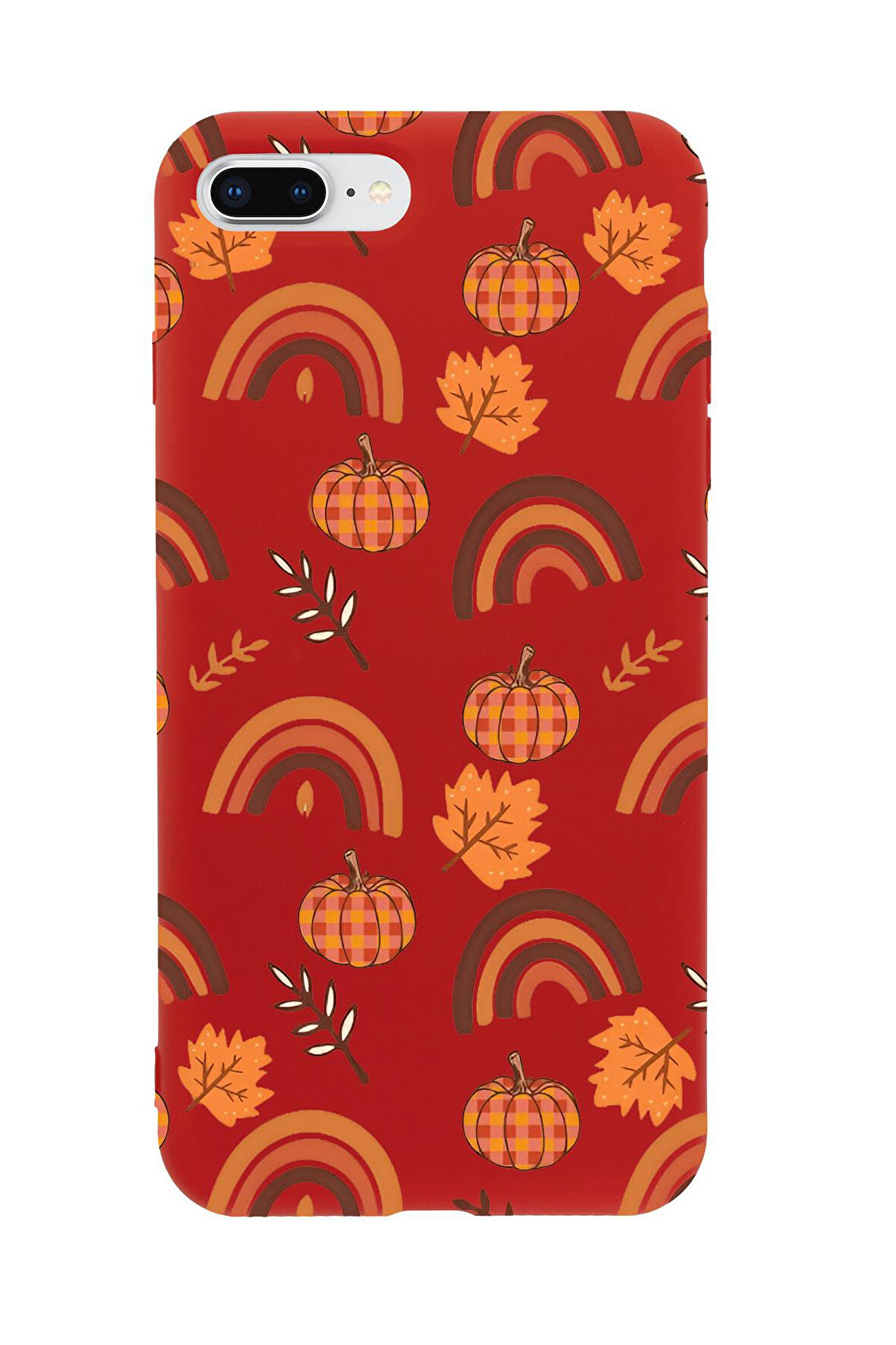 iPhone 7 Plus Uyumlu Sonbahar Desenli Premium Silikonlu Telefon Kılıfı