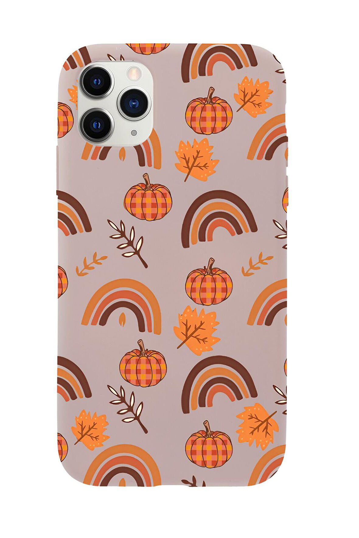 iPhone 11 Pro Max Uyumlu Sonbahar Desenli Premium Silikonlu Telefon Kılıfı