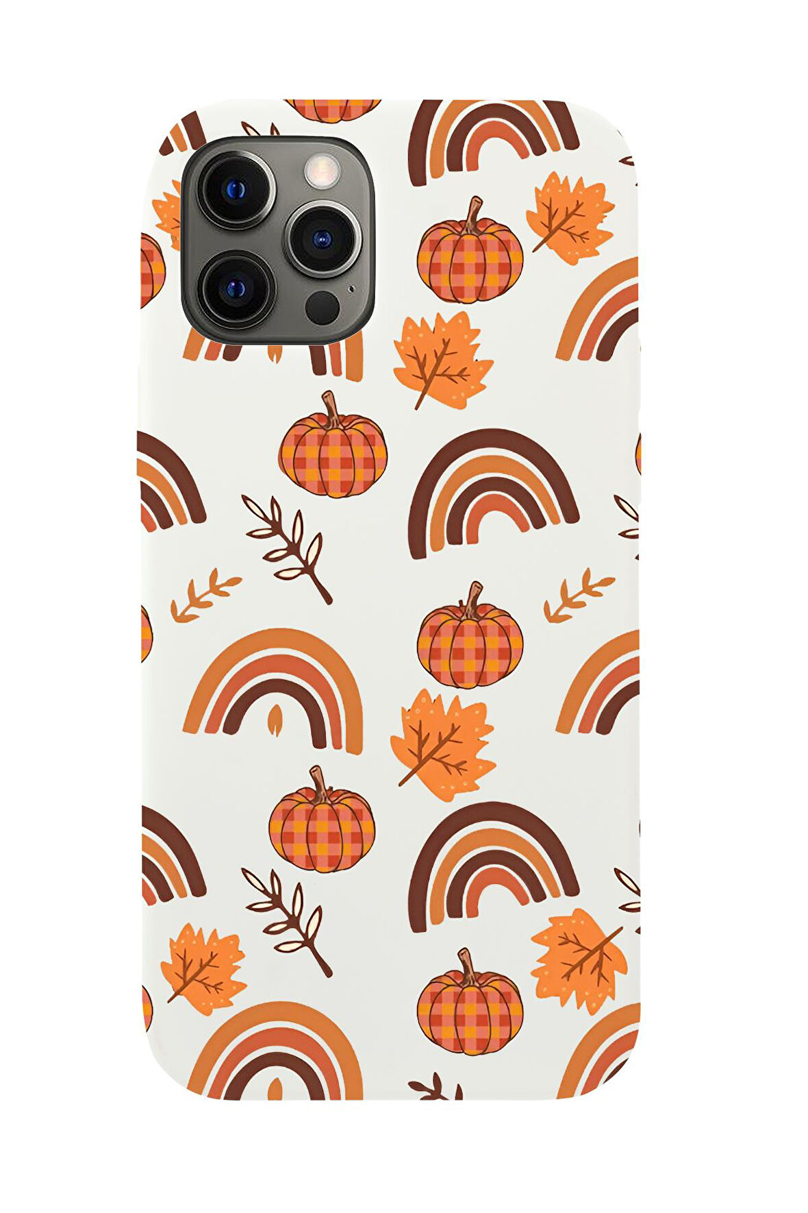 iPhone 12 Pro Uyumlu Sonbahar Desenli Premium Silikonlu Telefon Kılıfı