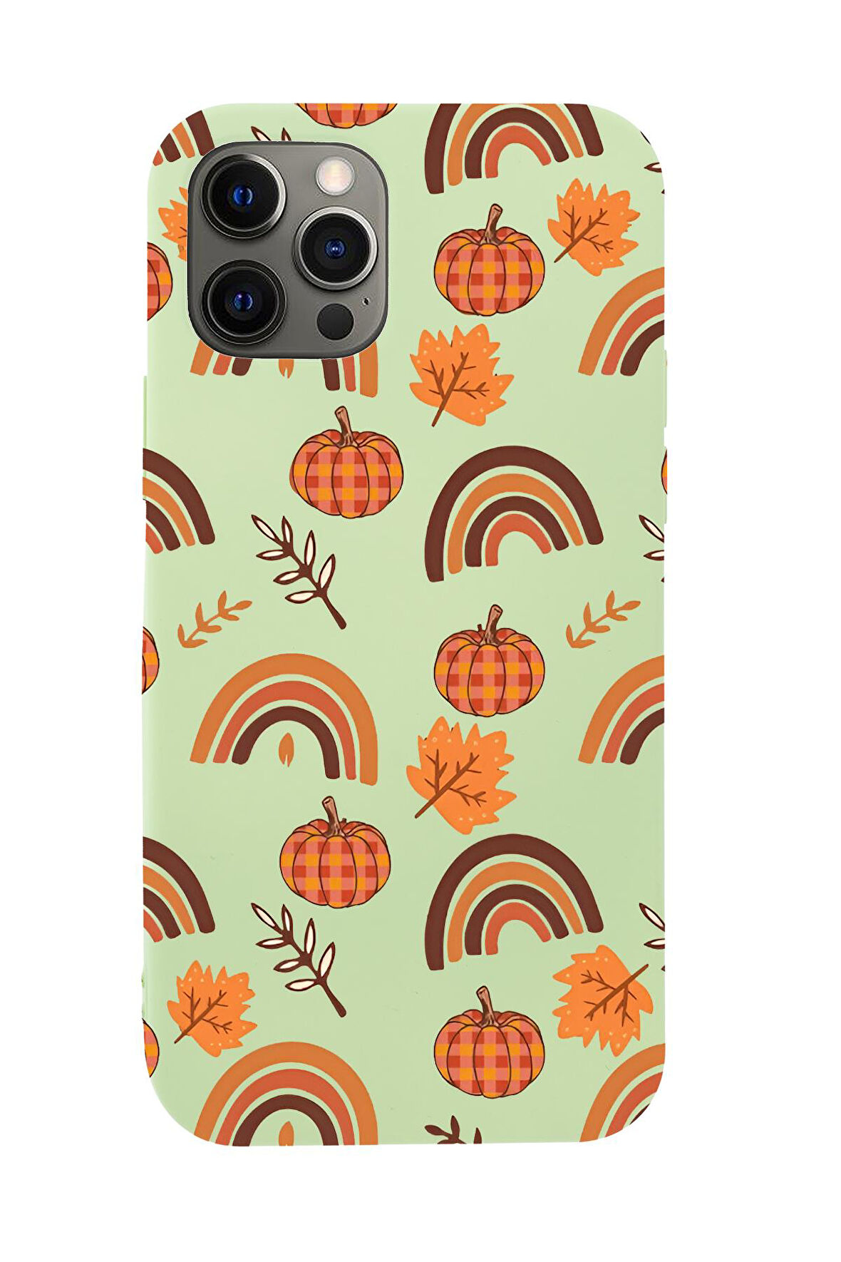 iPhone 12 Pro Max Uyumlu Sonbahar Desenli Premium Silikonlu Telefon Kılıfı