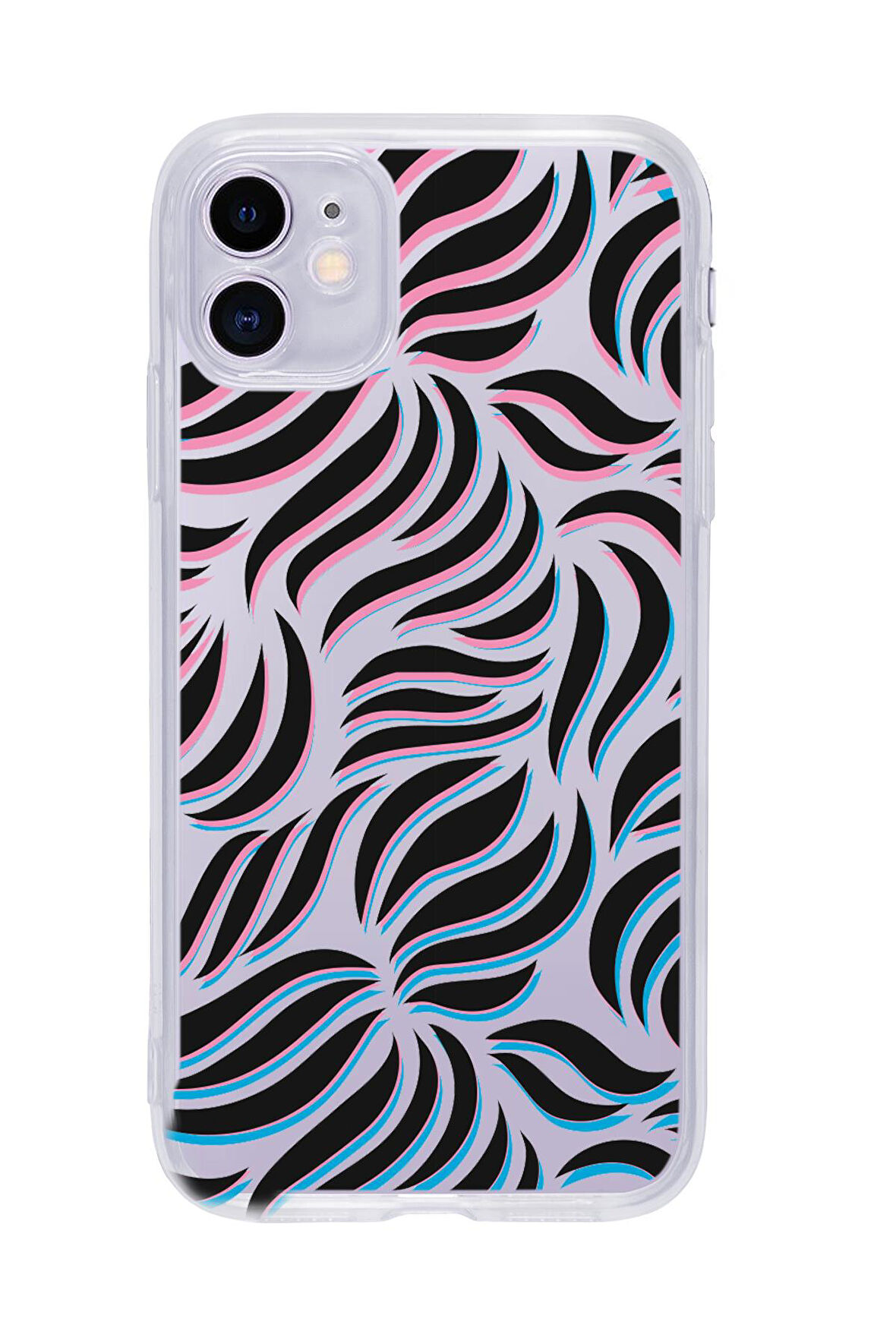 iPhone 11 Uyumlu Color Wave Desenli Premium Şeffaf Silikon Kılıf 