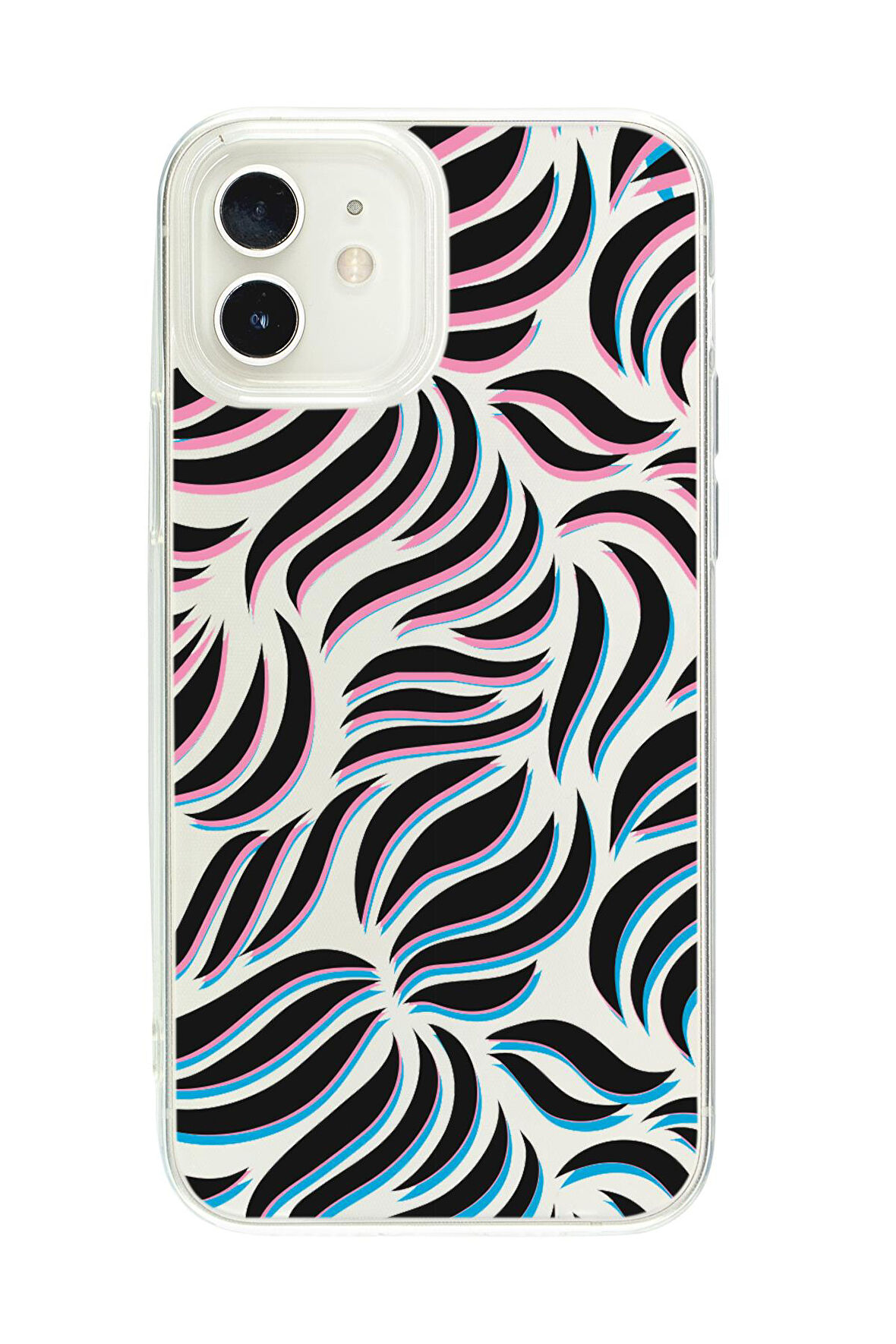 iPhone 12 Mini Uyumlu Color Wave Desenli Premium Şeffaf Silikon Kılıf 