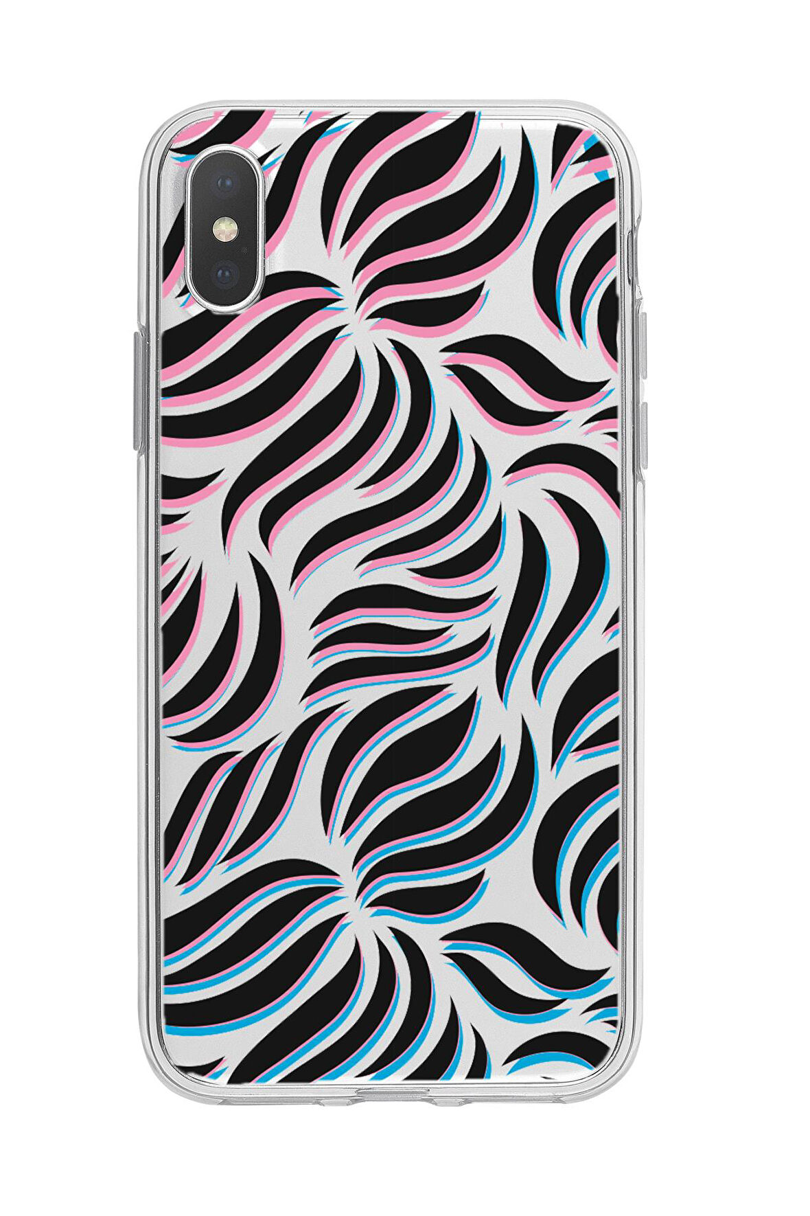iPhone XS Uyumlu Color Wave Desenli Premium Şeffaf Silikon Kılıf 