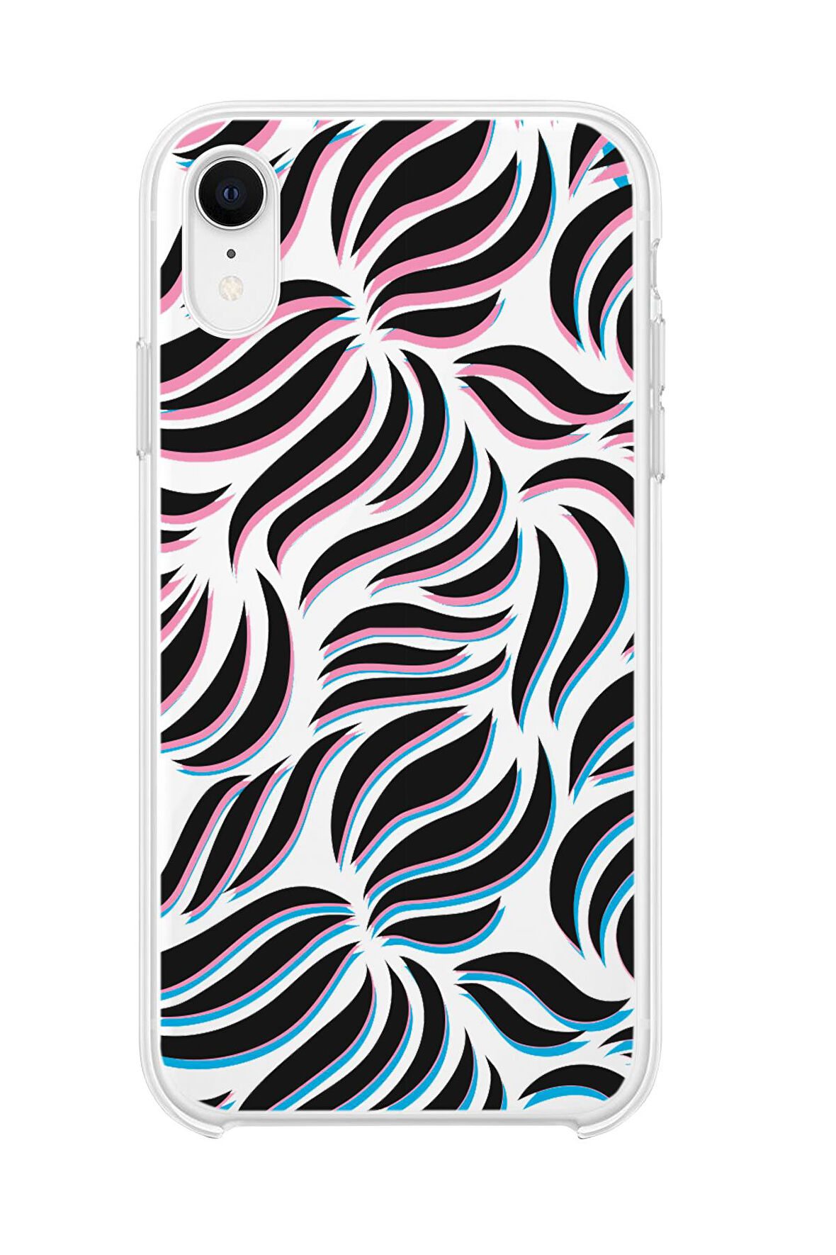 iPhone Xr Uyumlu Color Wave Desenli Premium Şeffaf Silikon Kılıf 