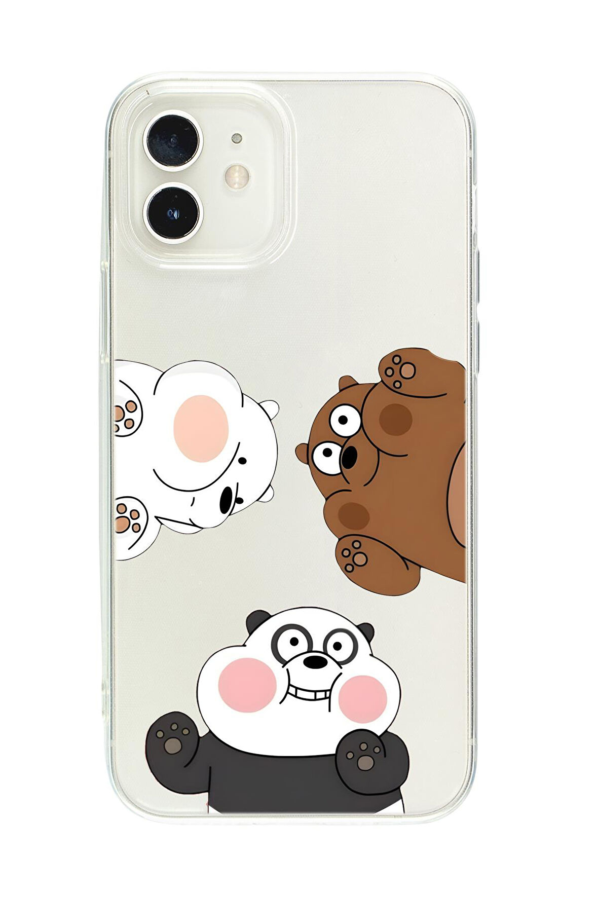 iPhone 12 Uyumlu Cute Animals Desenli Premium Şeffaf Silikon Kılıf 