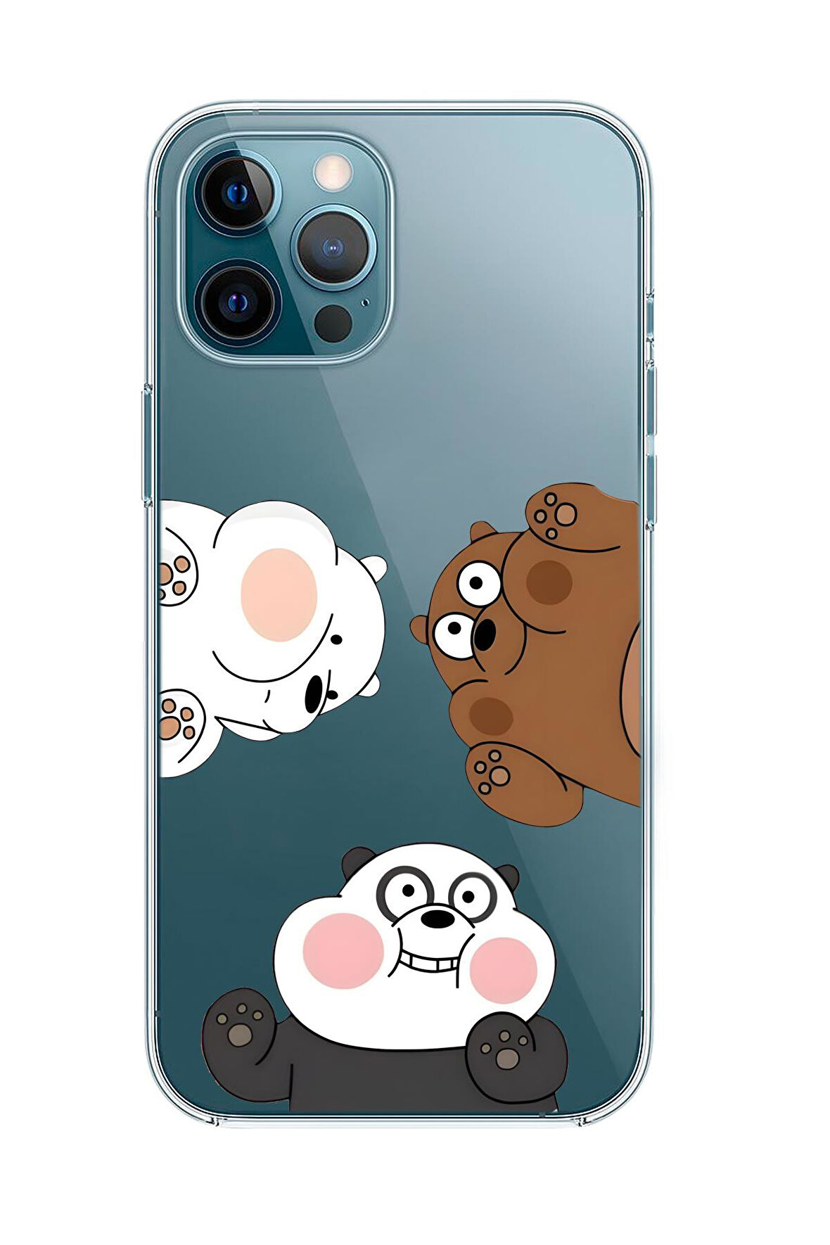 iPhone 12 Pro Max Uyumlu Cute Animals Desenli Premium Şeffaf Silikon Kılıf 