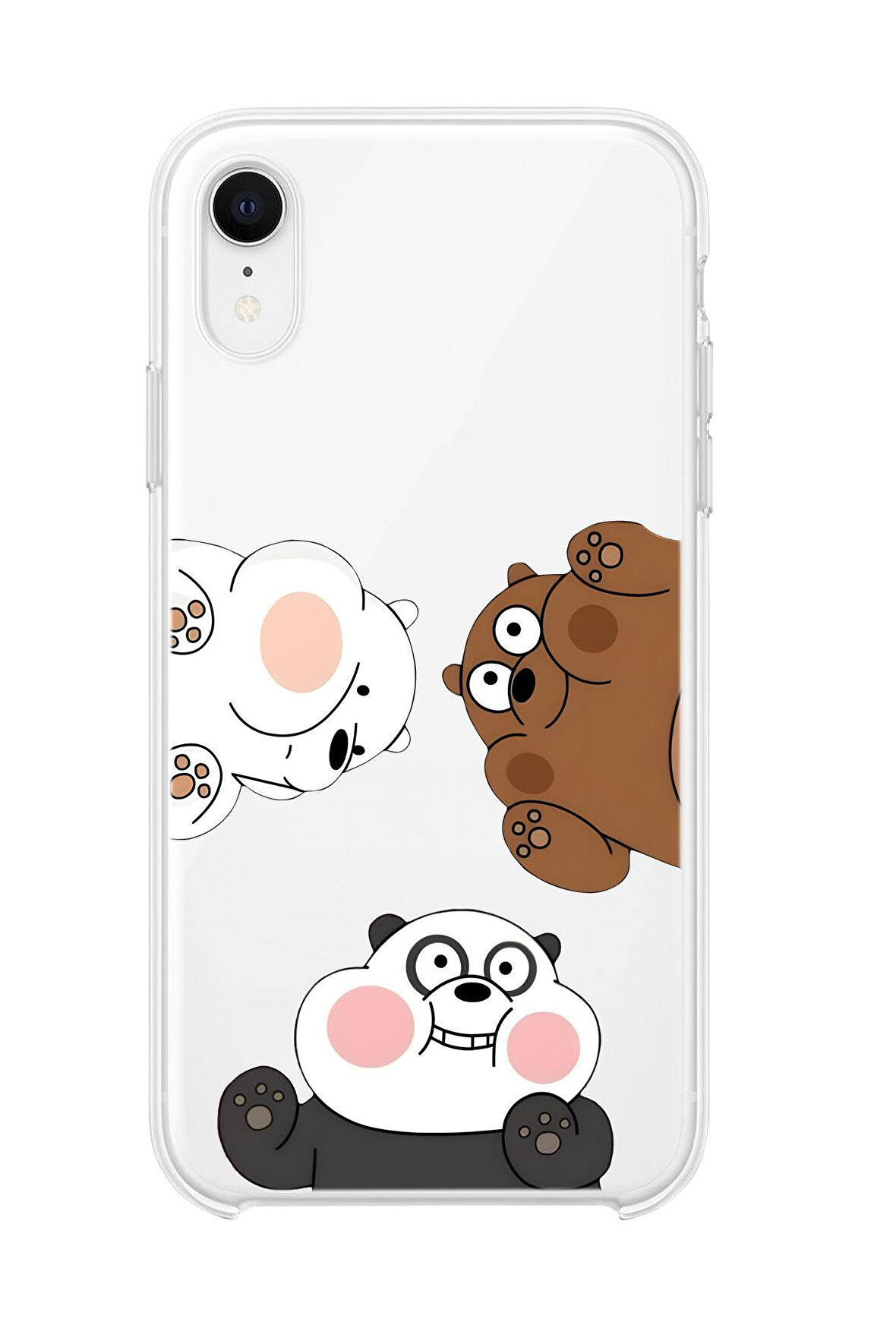 iPhone Xr Uyumlu Cute Animals Desenli Premium Şeffaf Silikon Kılıf 