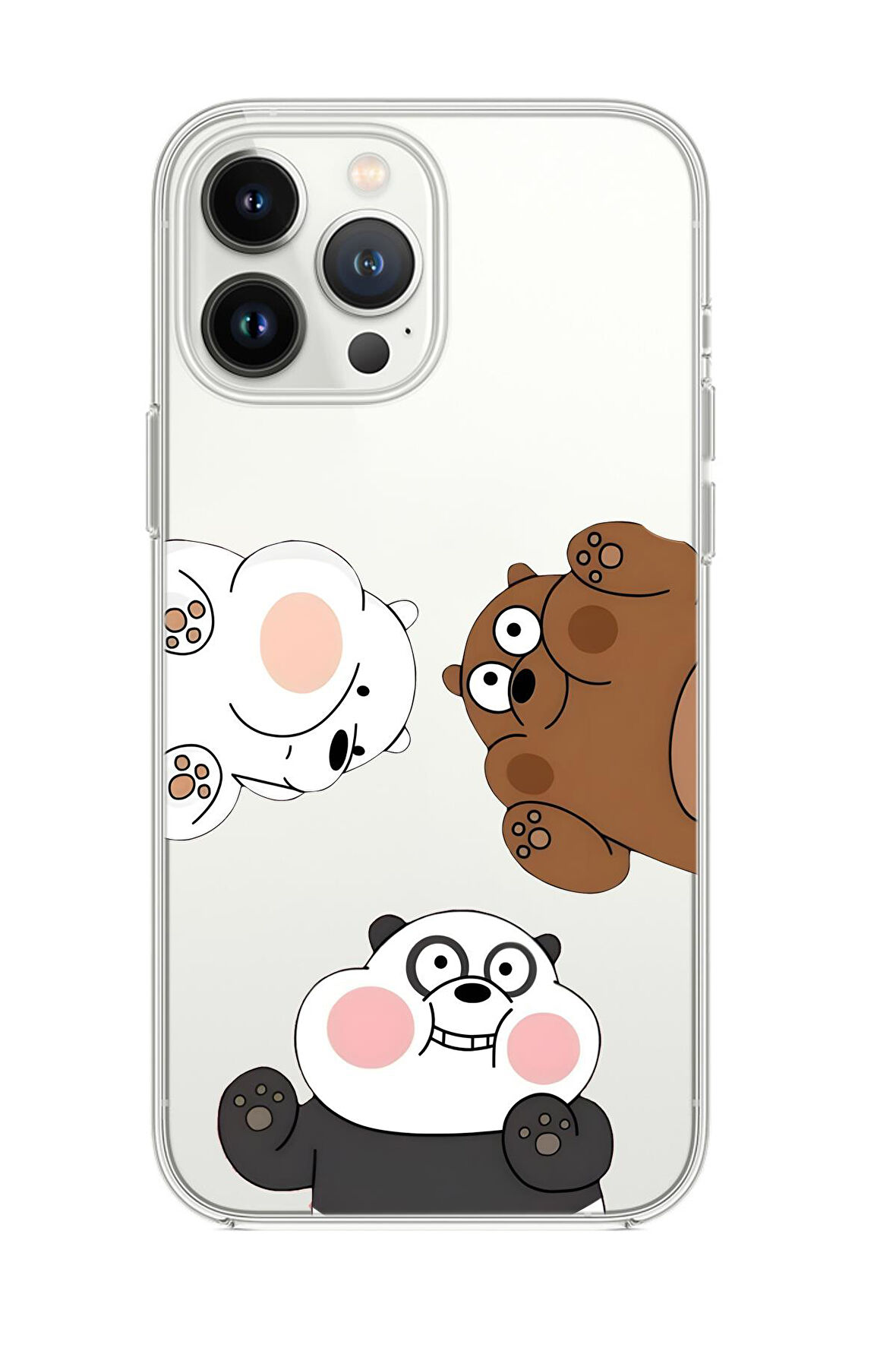 iPhone 13 Pro Uyumlu Cute Animals Desenli Premium Şeffaf Silikon Kılıf 
