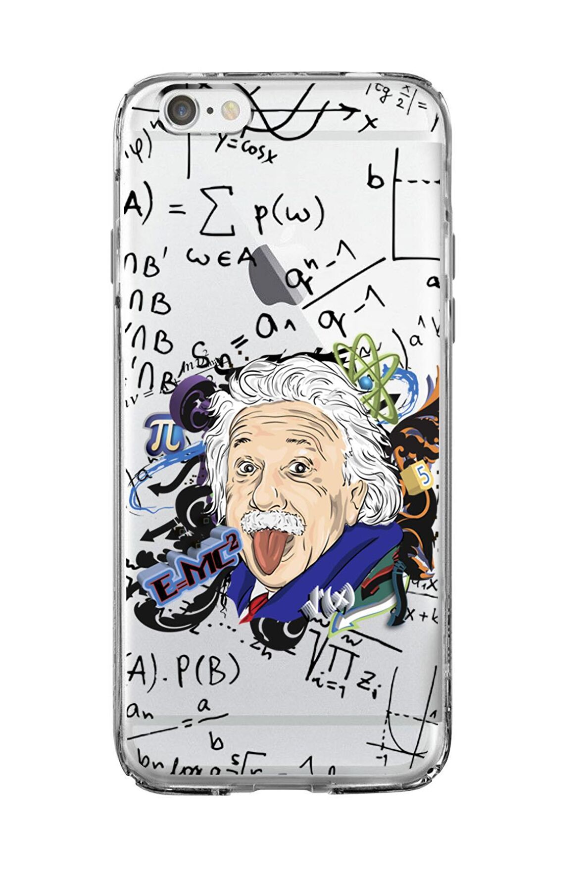 iPhone 6S Einstein In Formula Desenli Premium Şeffaf Silikon Kılıf