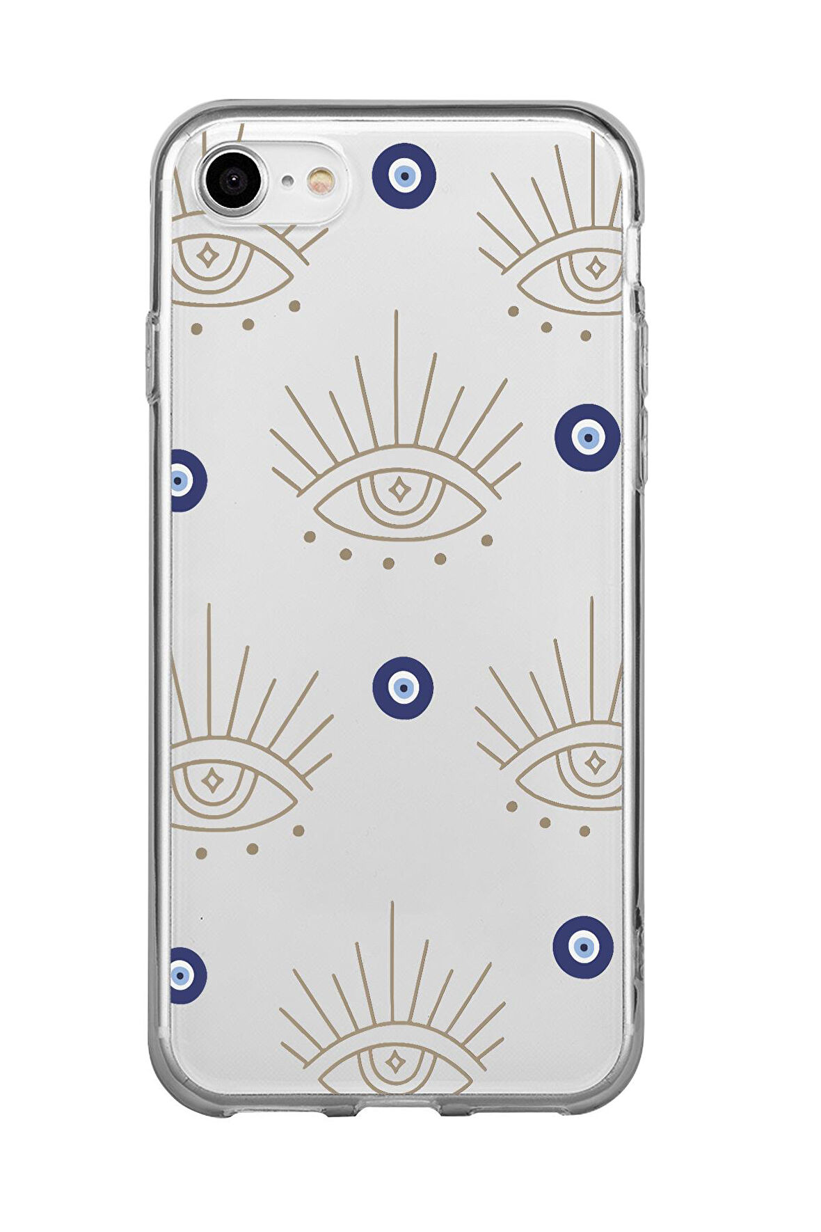 iPhone 8 Uyumlu Evil Eye Desenli Premium Şeffaf Silikon Kılıf 